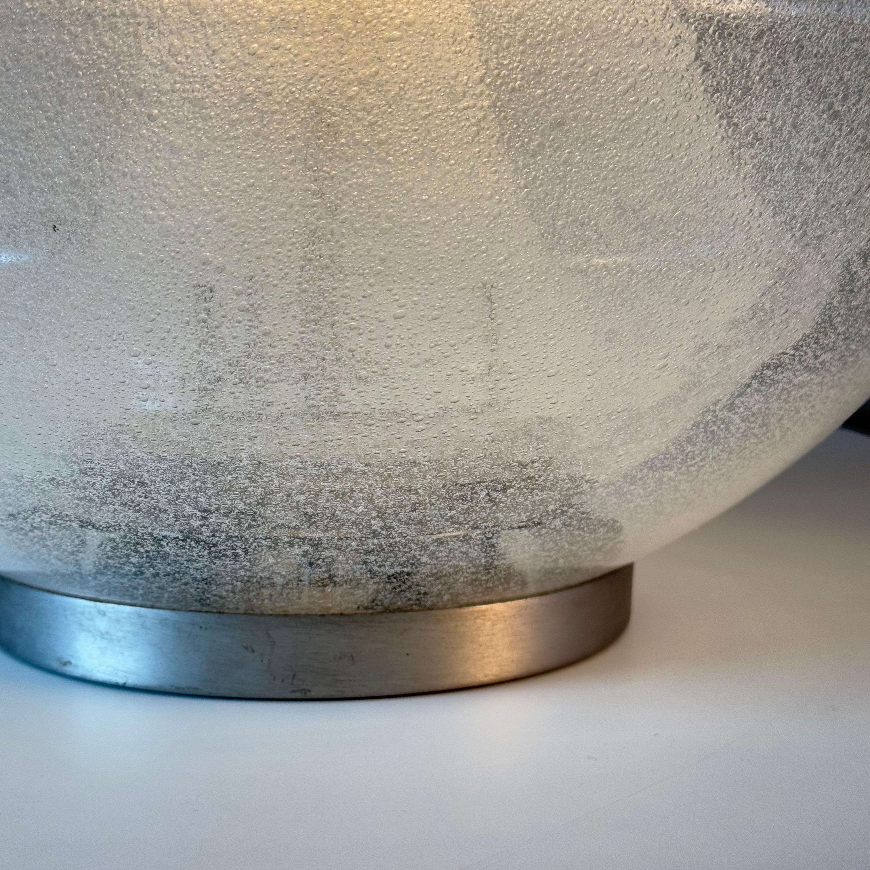 Carlo Nason Model LT328 Italian Table Lamp, Pulegoso Glass, 1970s, Labeled For Sale 8