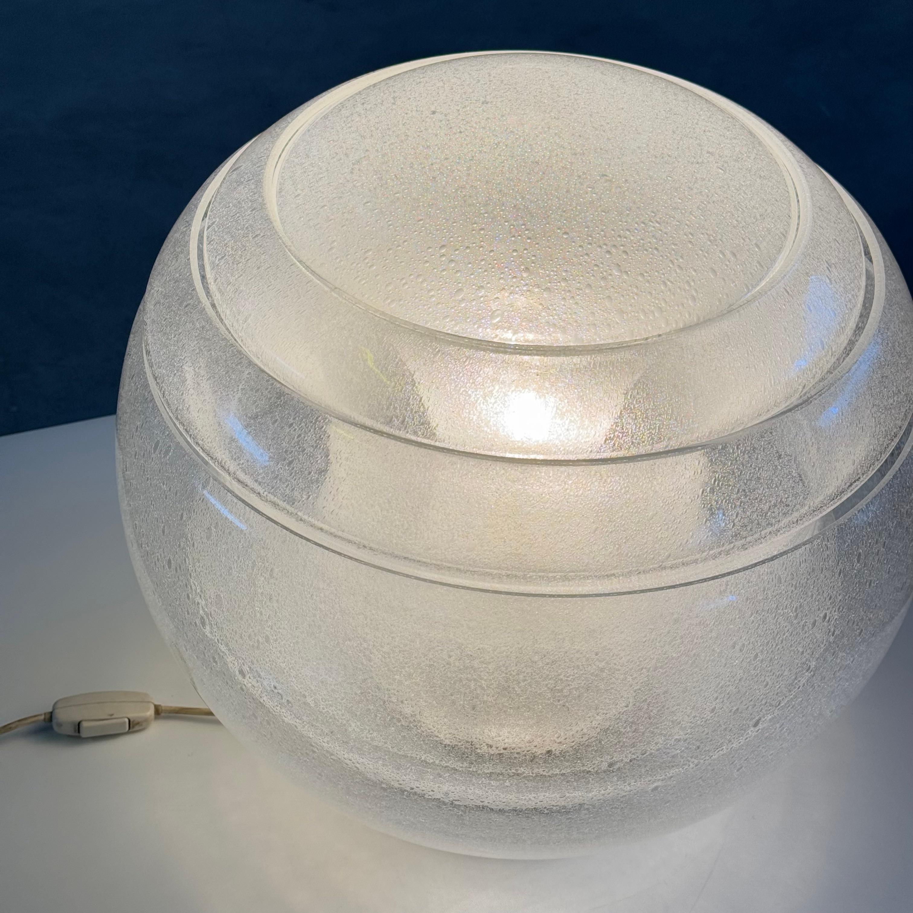 Carlo Nason Model LT328 Italian Table Lamp, Pulegoso Glass, 1970s, Labeled For Sale 1