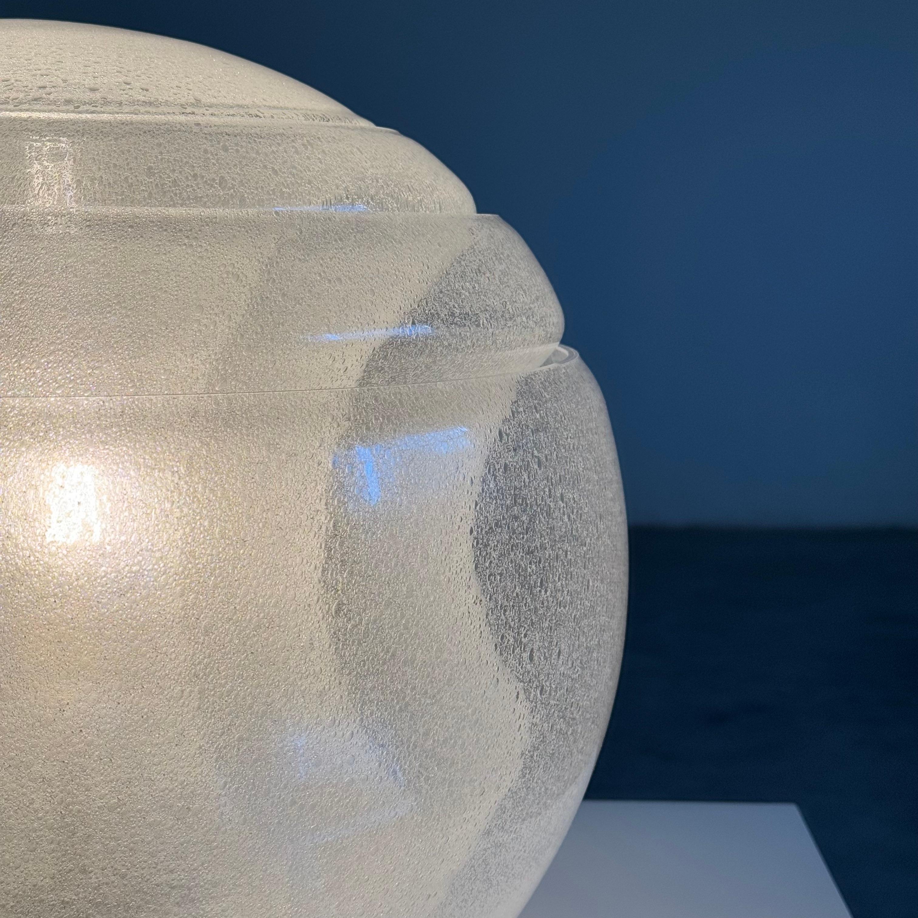 Carlo Nason Model LT328 Italian Table Lamp, Pulegoso Glass, 1970s, Labeled For Sale 2