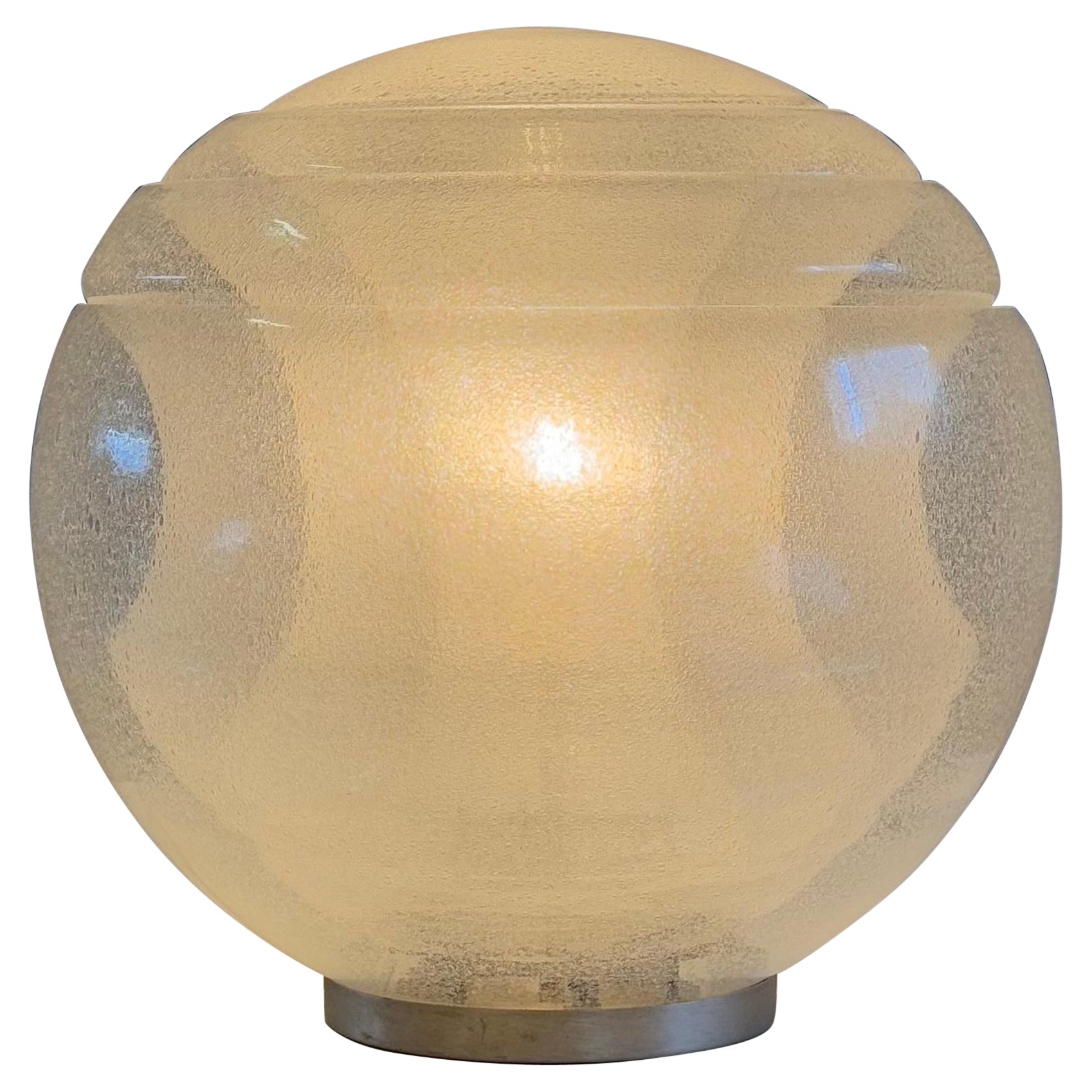 Carlo Nason Model LT328 Italian Table Lamp, Pulegoso Glass, 1970s, Labeled For Sale