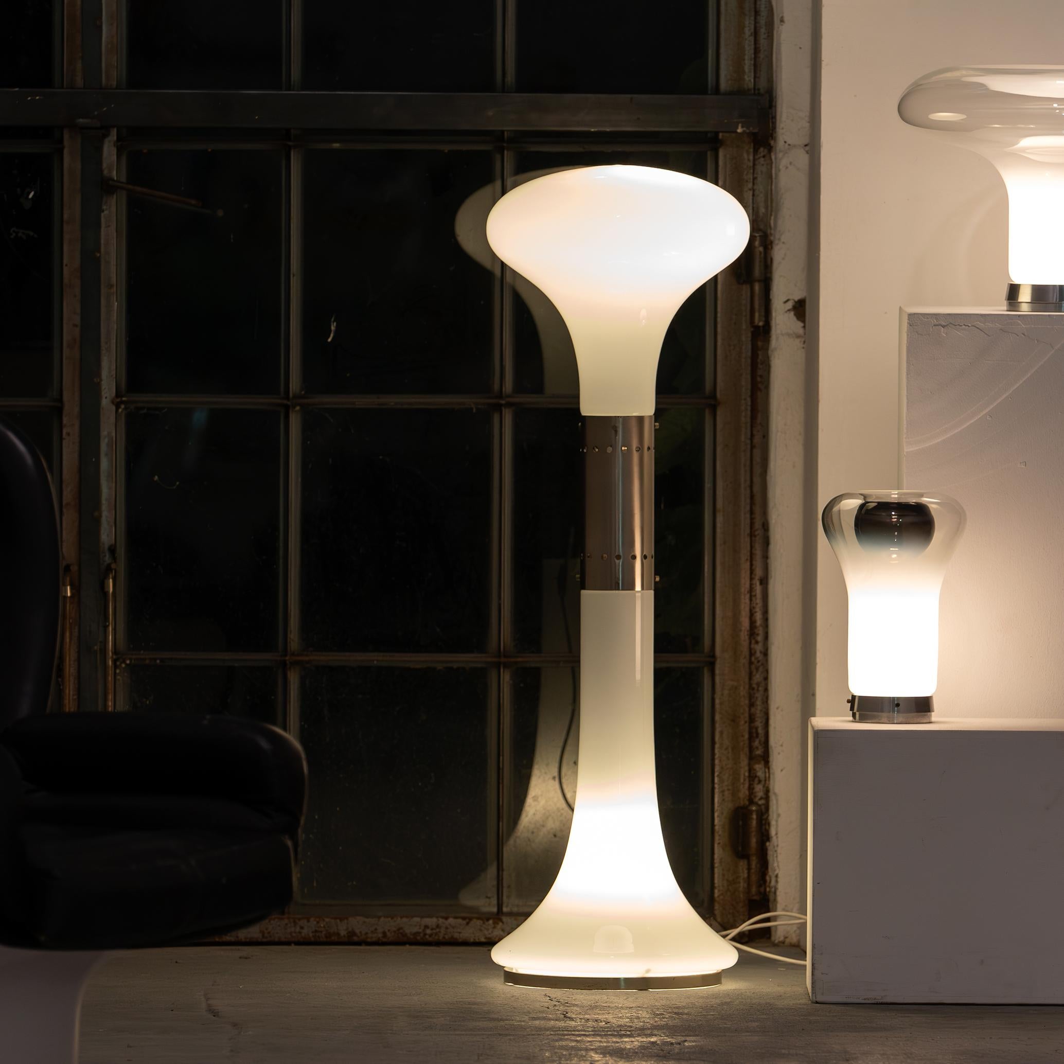 Carlo Nason Murano Glass & Chrome Soffiato Floor Lamp by Mazzega 1962 Italy 3