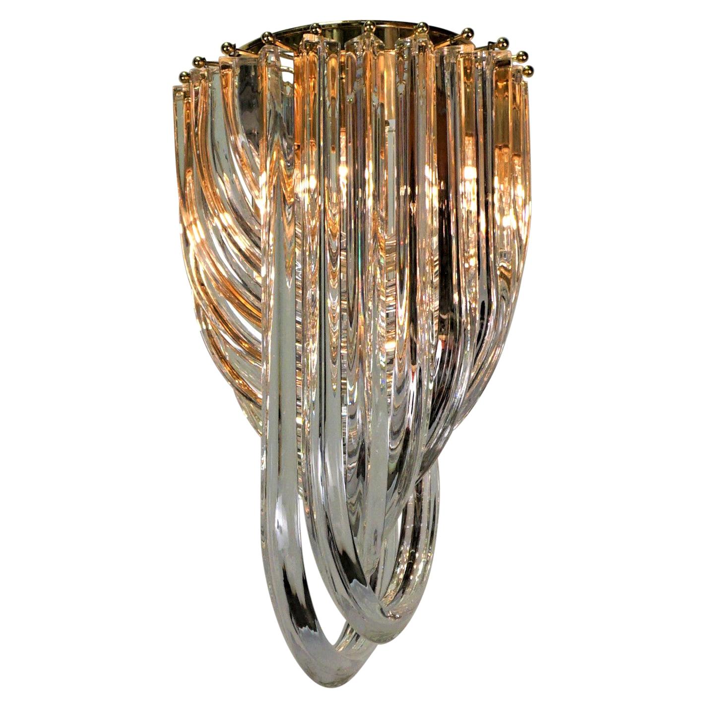 Carlo Nason Murano Glass "Curve" Sparkling Chandeliers