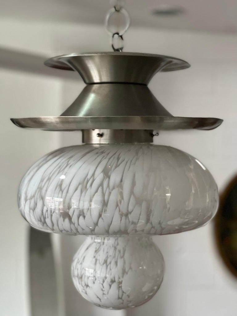 Aluminum Carlo Nason Murano Glass Pendant Lamp For Sale