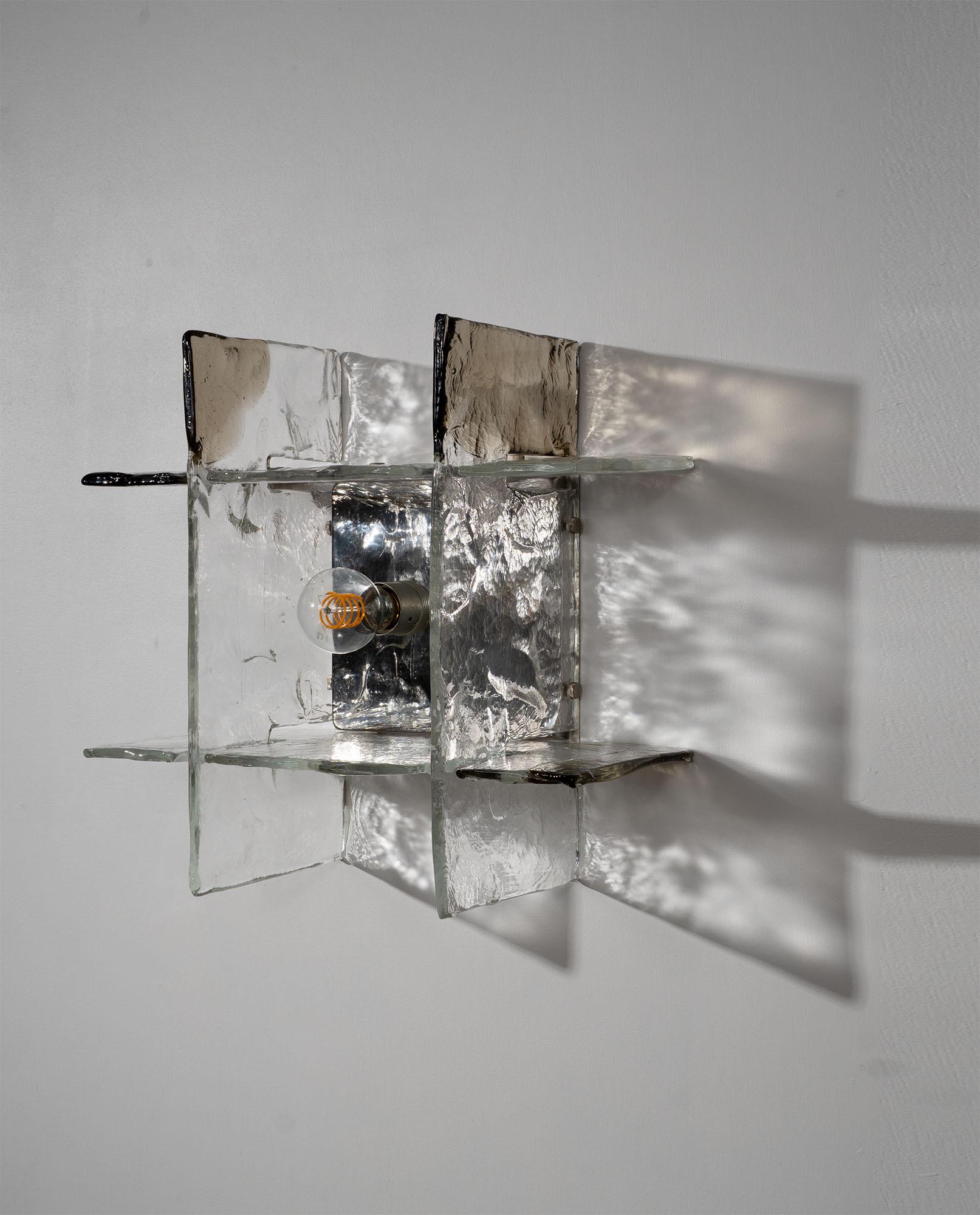 Lámpara de cristal de Murano Carlo Nason en marrón para AV Mazzega, Italia, años 70 Moderno de mediados de siglo en venta