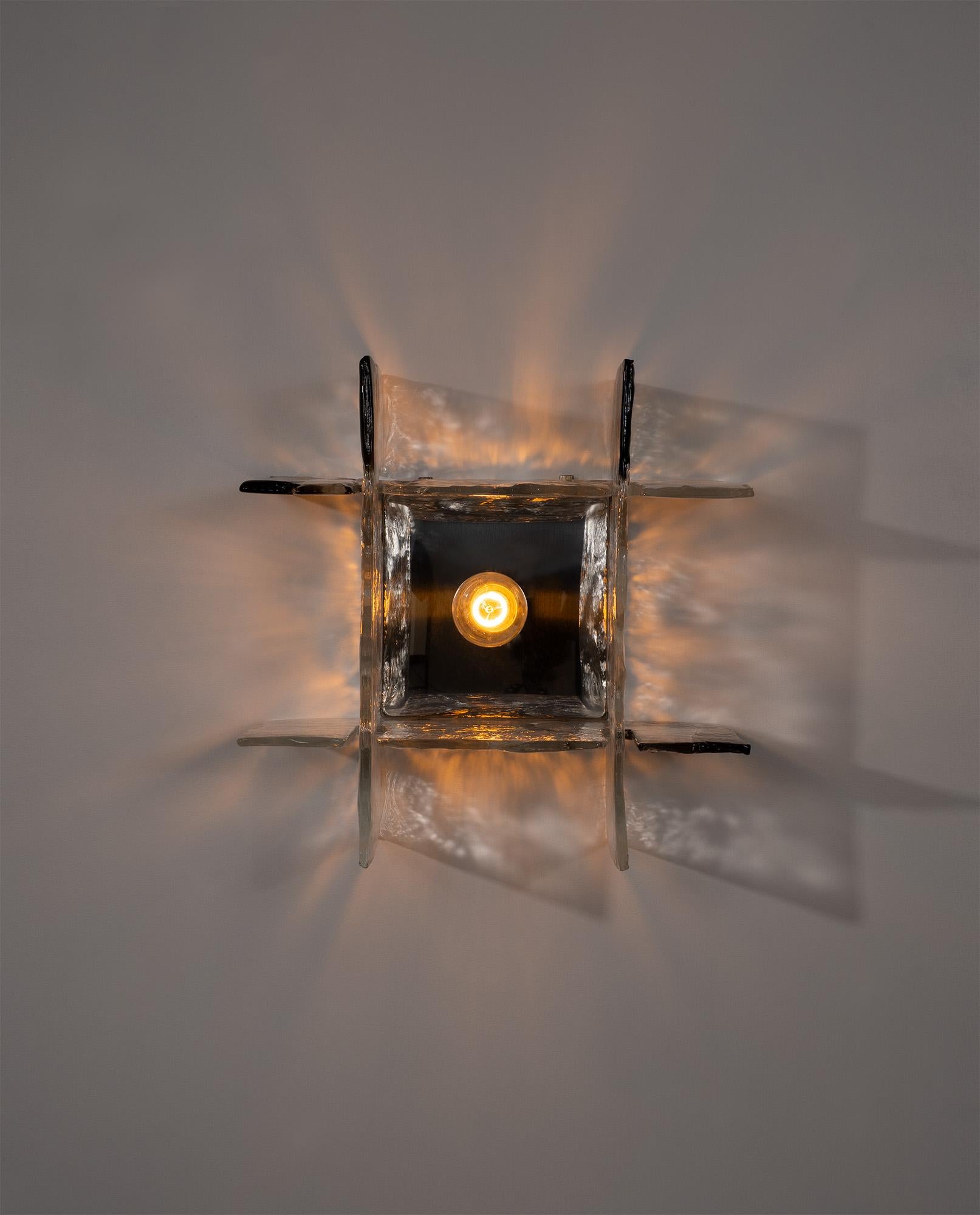 Lámpara de cristal de Murano Carlo Nason en marrón para AV Mazzega, Italia, años 70 Italiano en venta