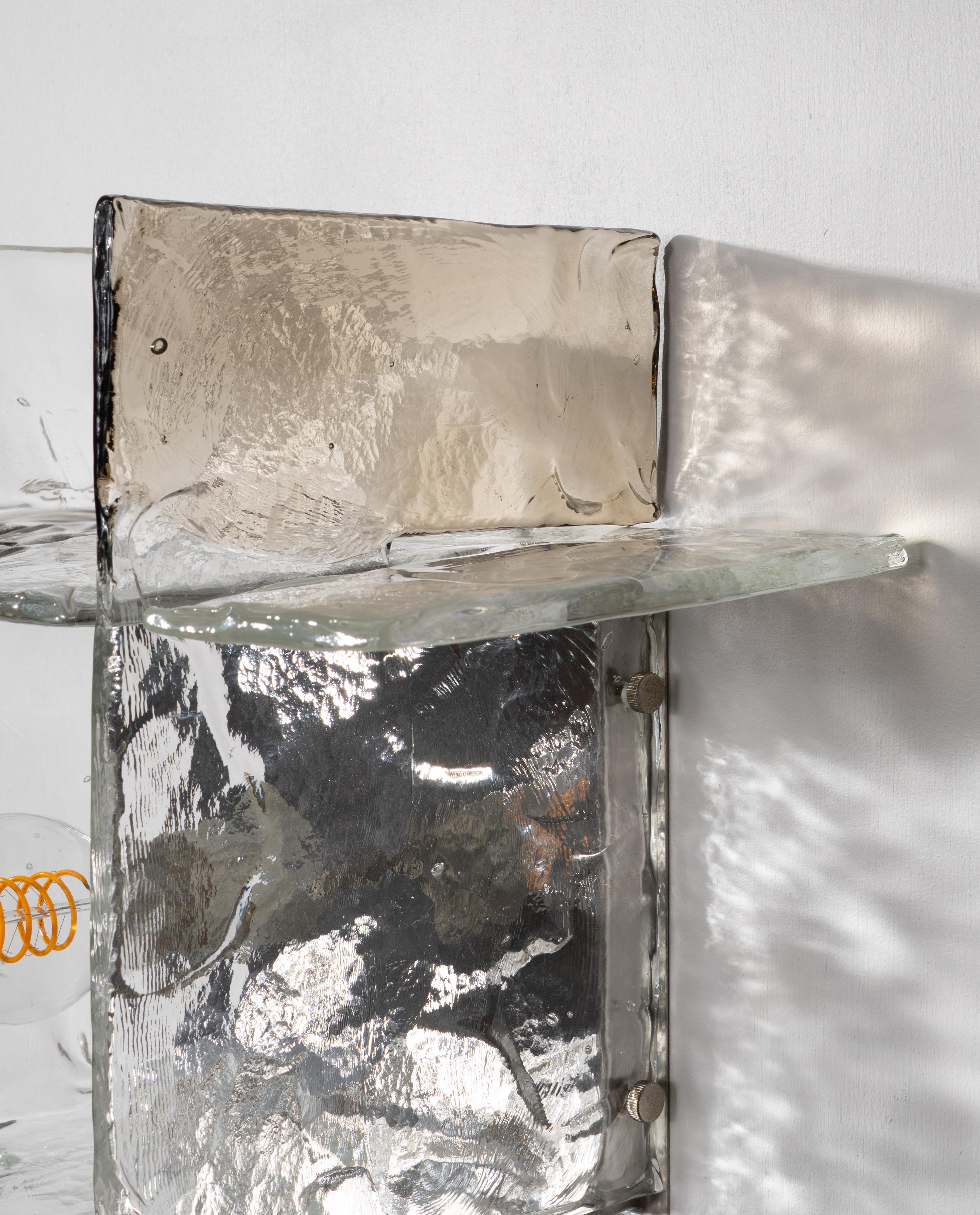 Lámpara de cristal de Murano Carlo Nason en marrón para AV Mazzega, Italia, años 70 en Excelente estado para la venta en Kampen, NL