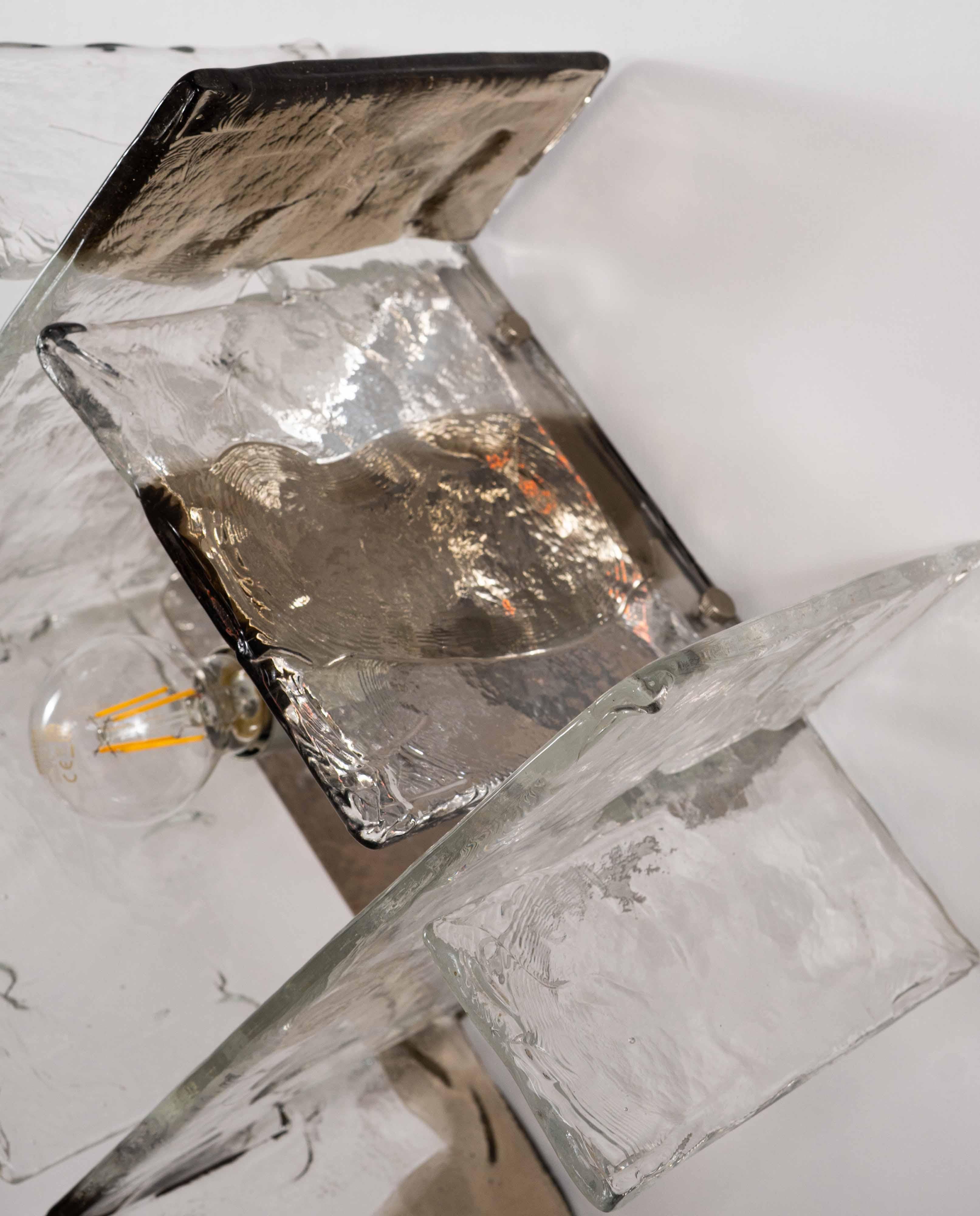 Lámpara de cristal de Murano Carlo Nason en marrón para AV Mazzega, Italia, años 70 en venta 1