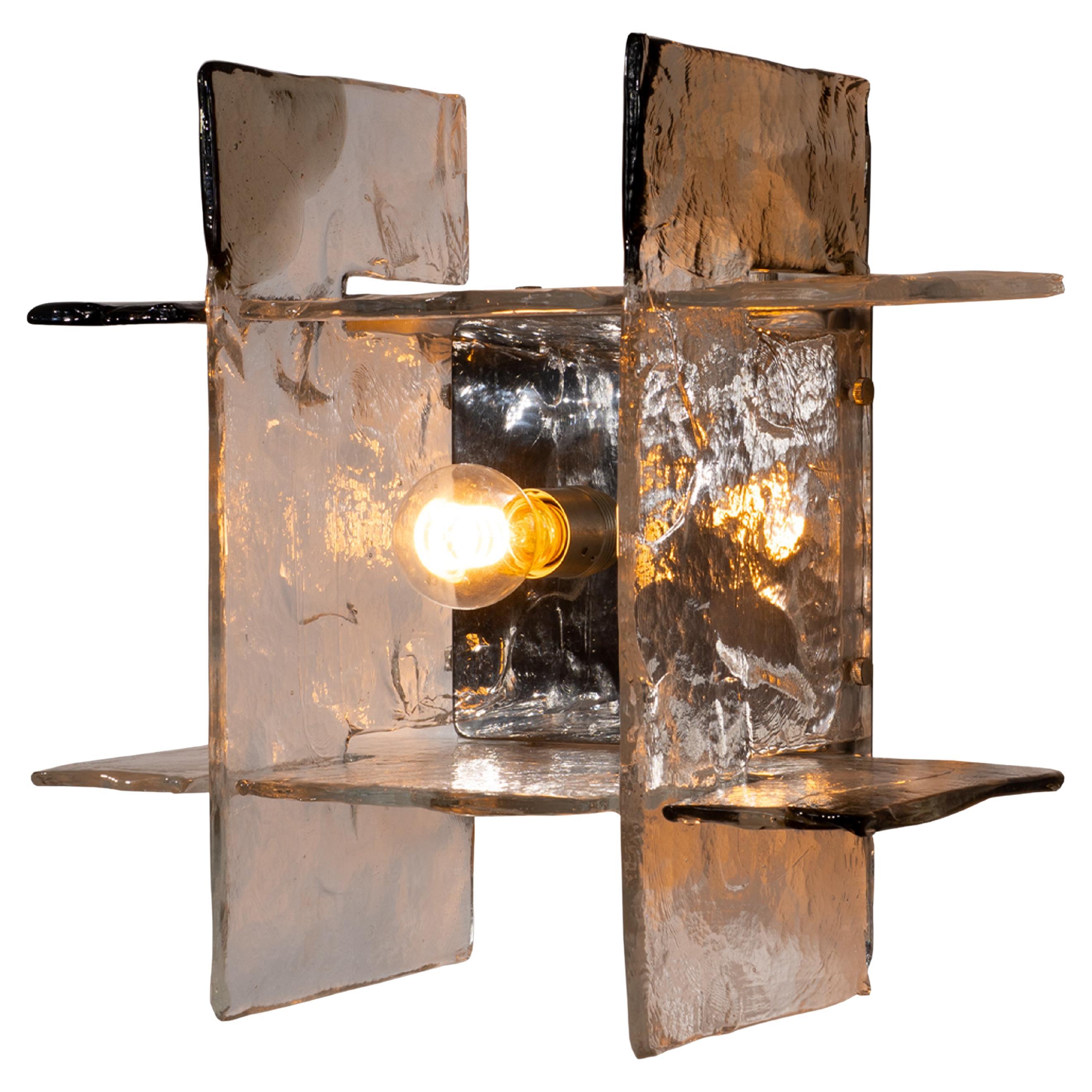 Lámpara de cristal de Murano Carlo Nason en marrón para AV Mazzega, Italia, años 70