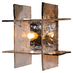 Carlo Nason Murano Glass Sconce in Brown for AV Mazzega, Italy, 1970s