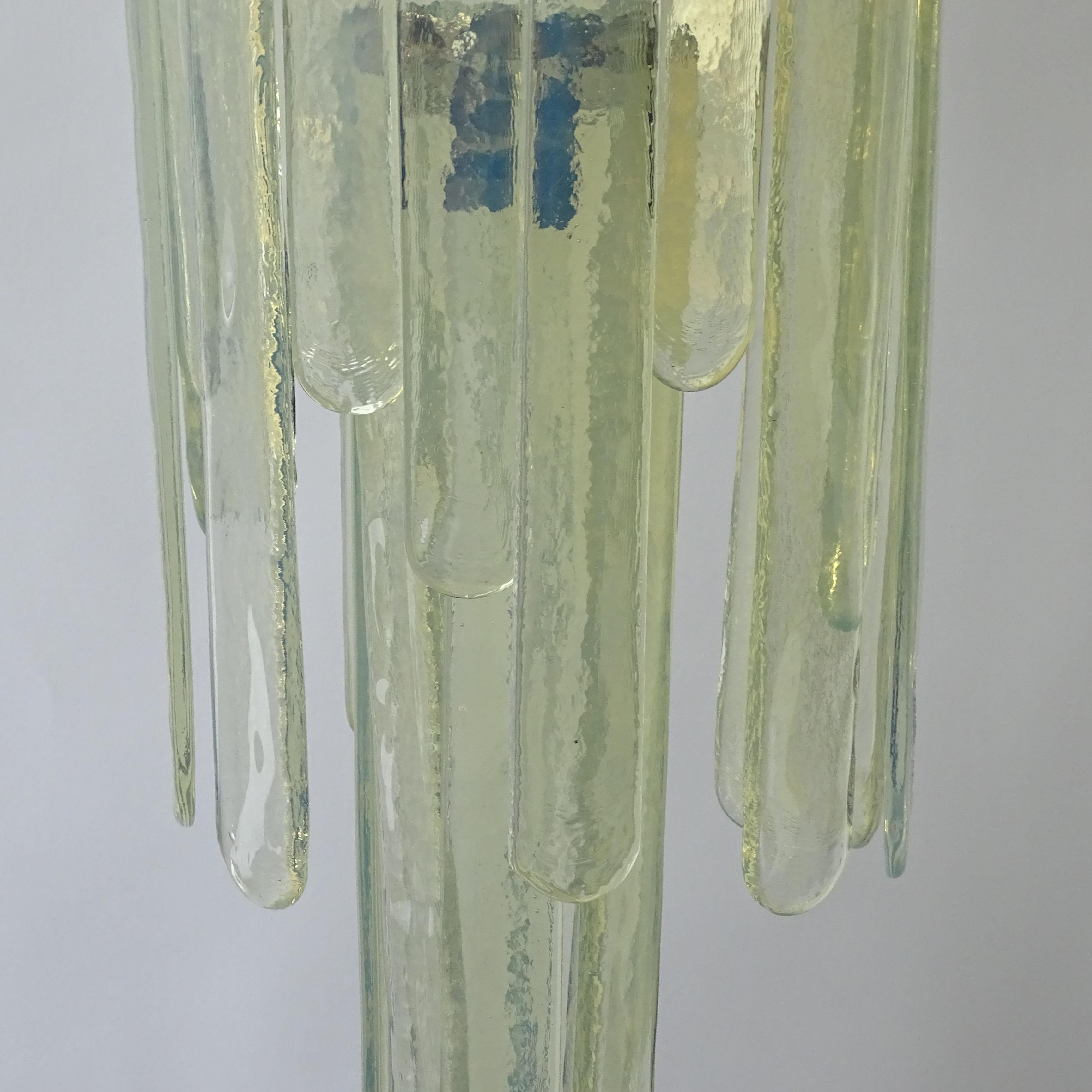 Steel Carlo Nason Murano Glass Waterfall Ceiling Lamp for Mazzega, Italy 1960s For Sale