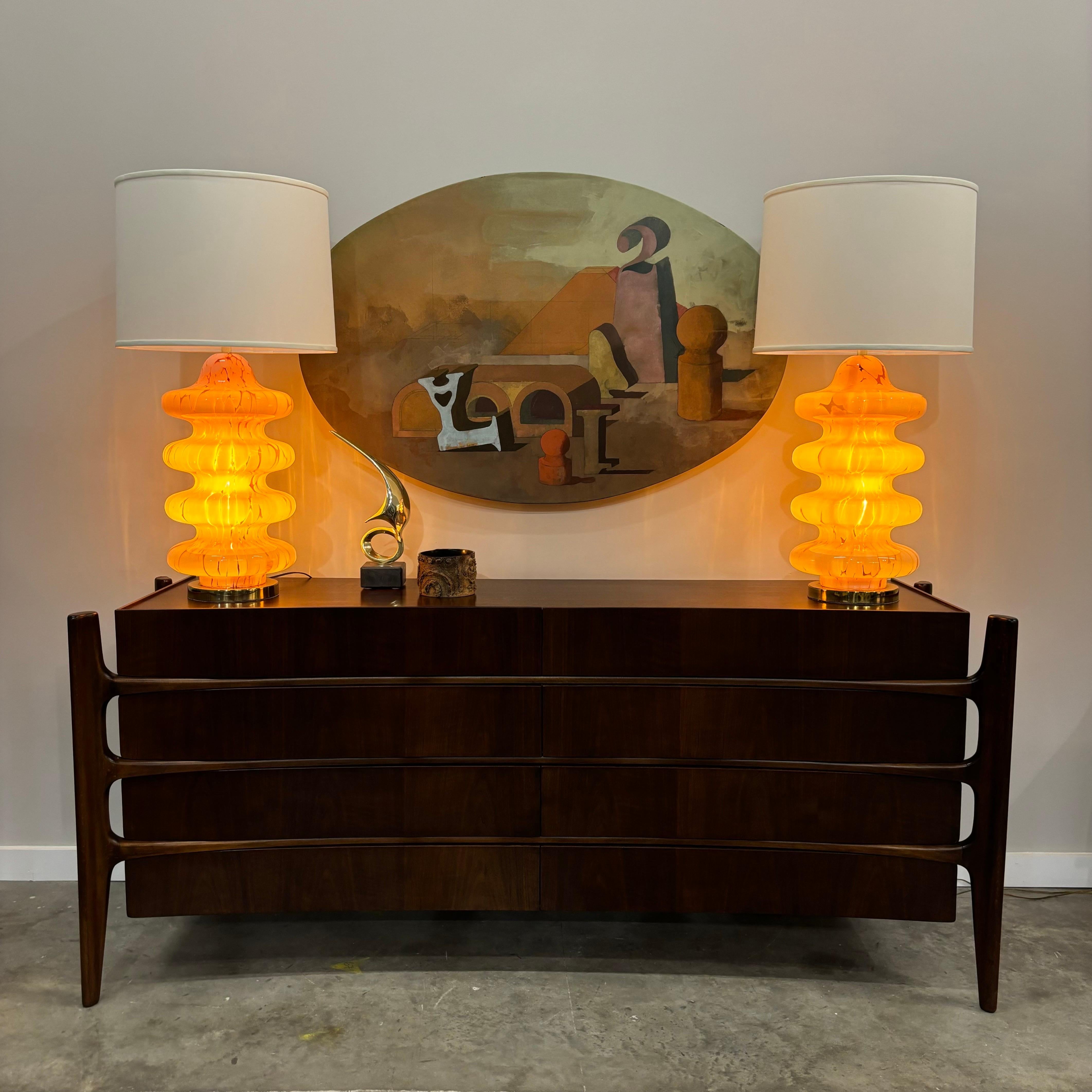 Carlo Nason Murano Table Lamps, a Pair In Good Condition In Raleigh, NC