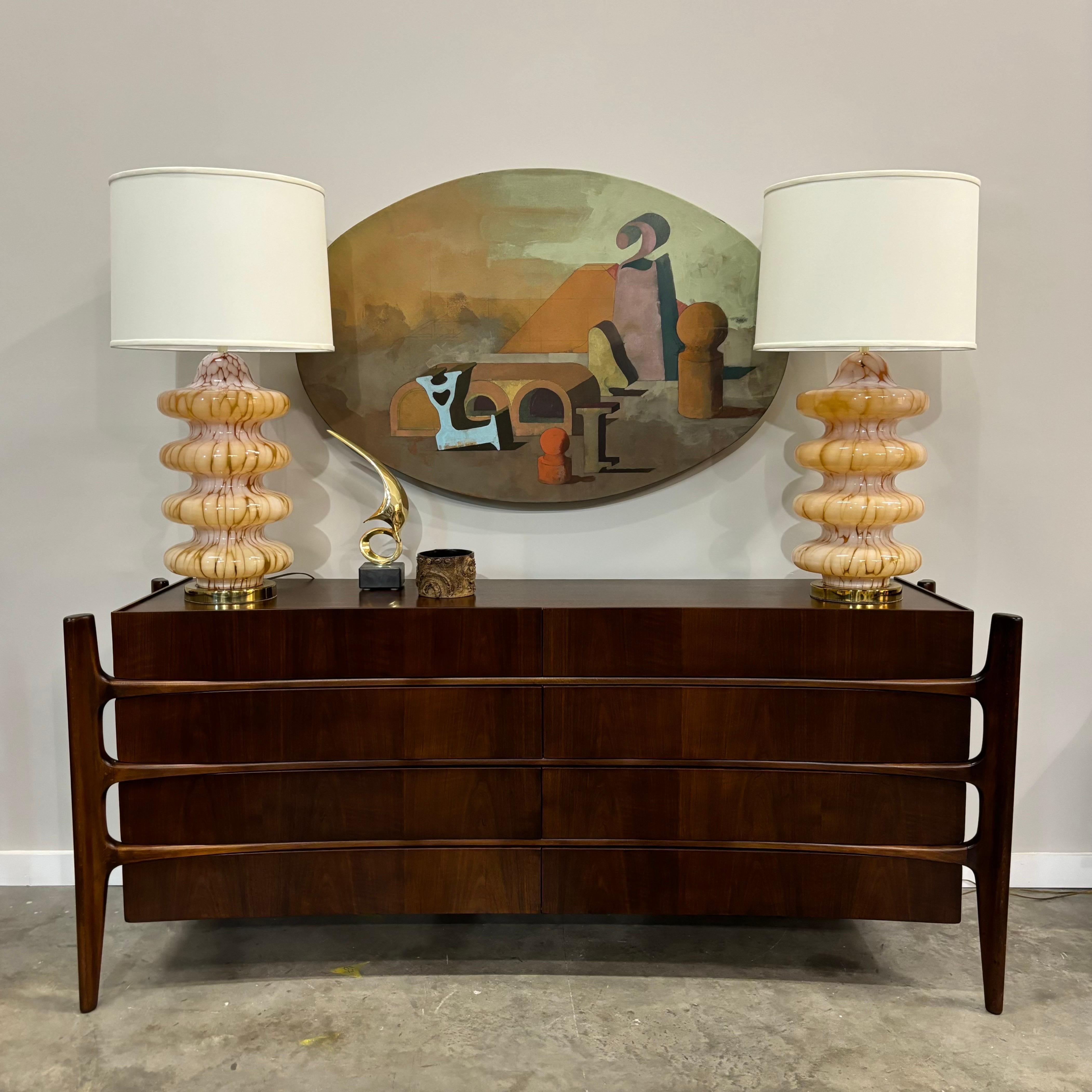 20th Century Carlo Nason Murano Table Lamps, a Pair
