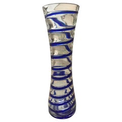Carlo Nason, Murano Vase, Bleu and Transparent Glass, circa 1970