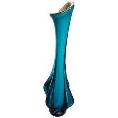 Carlo Nason, Murano Vase, Gradient Blue Transparent Glass, circa 1970