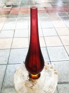 Carlo Nason, Murano Vase, Red Amber Transparent Glass, circa 1960