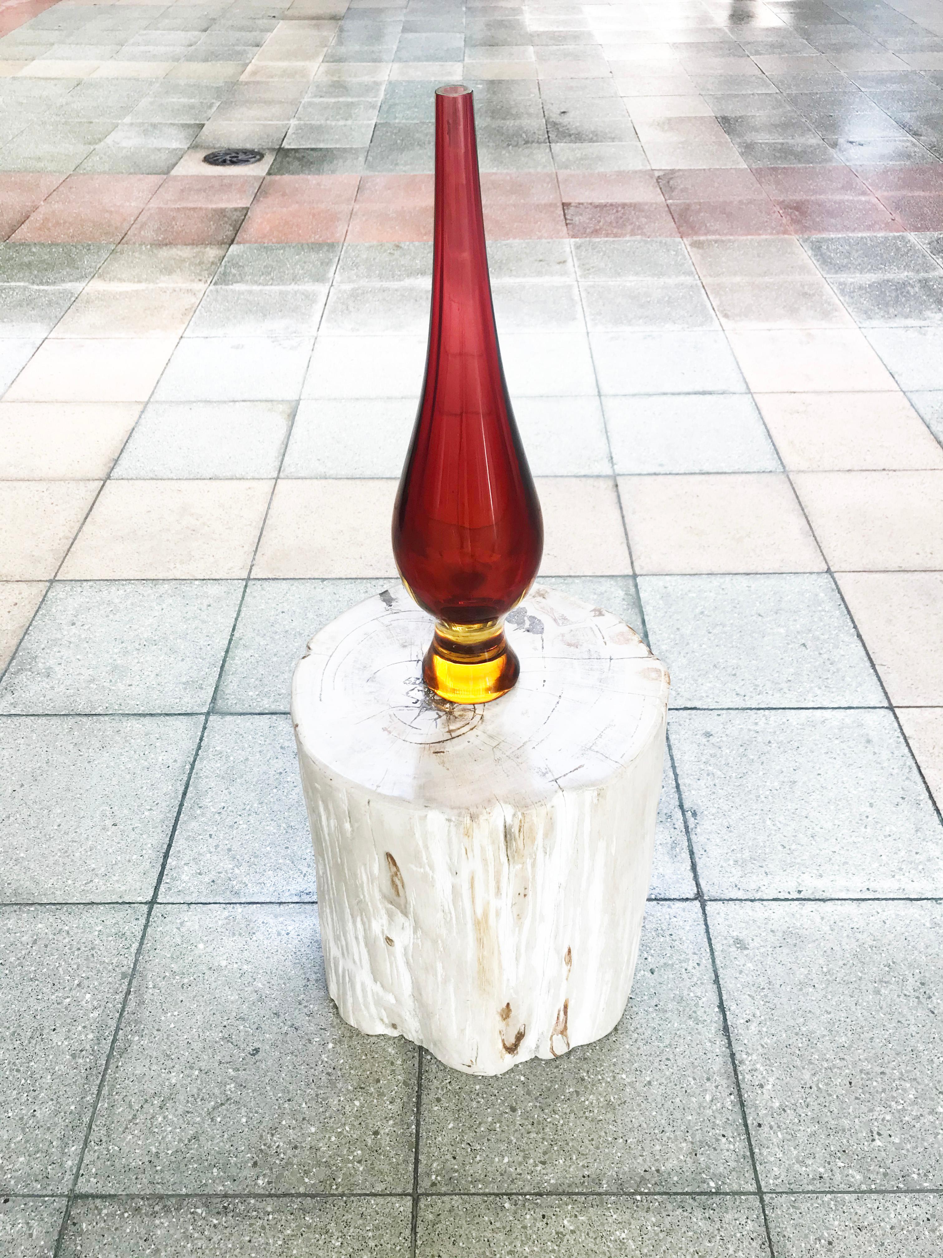 italien Carlo Nason:: Vase de Murano:: verre transparent rouge ambré:: vers 1960 en vente