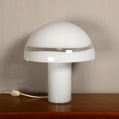 Lampe de table Carlo Nason Mushroom avec verre de Murano blanc pour Mazzega Italie 1970's