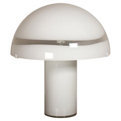 Carlo Nason Mushroom table lamp with white Murano Glass for Mazzega Italy 1970's