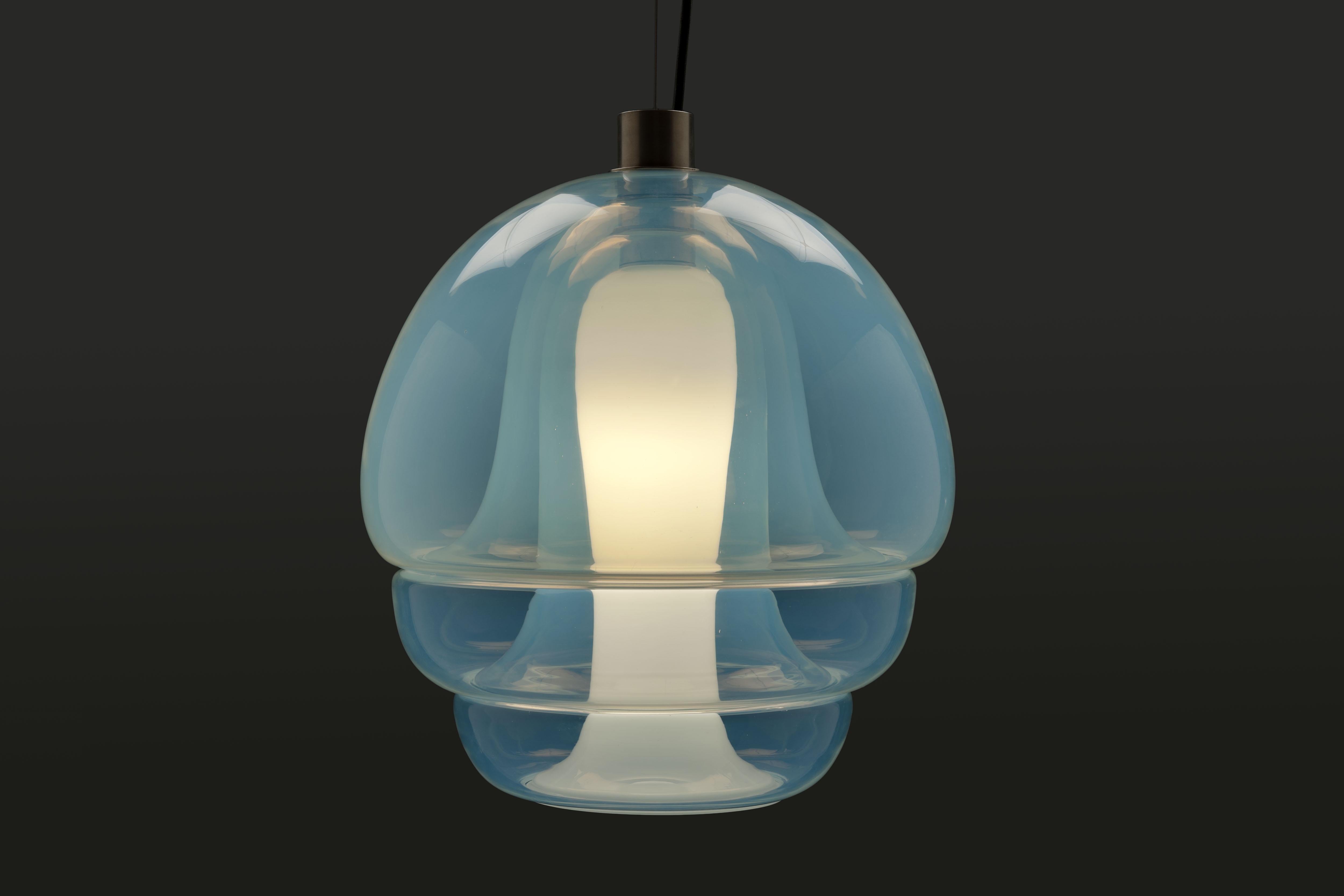 Carlo Nason Opalescent Glass Pendant by Mazzega, Murano 4