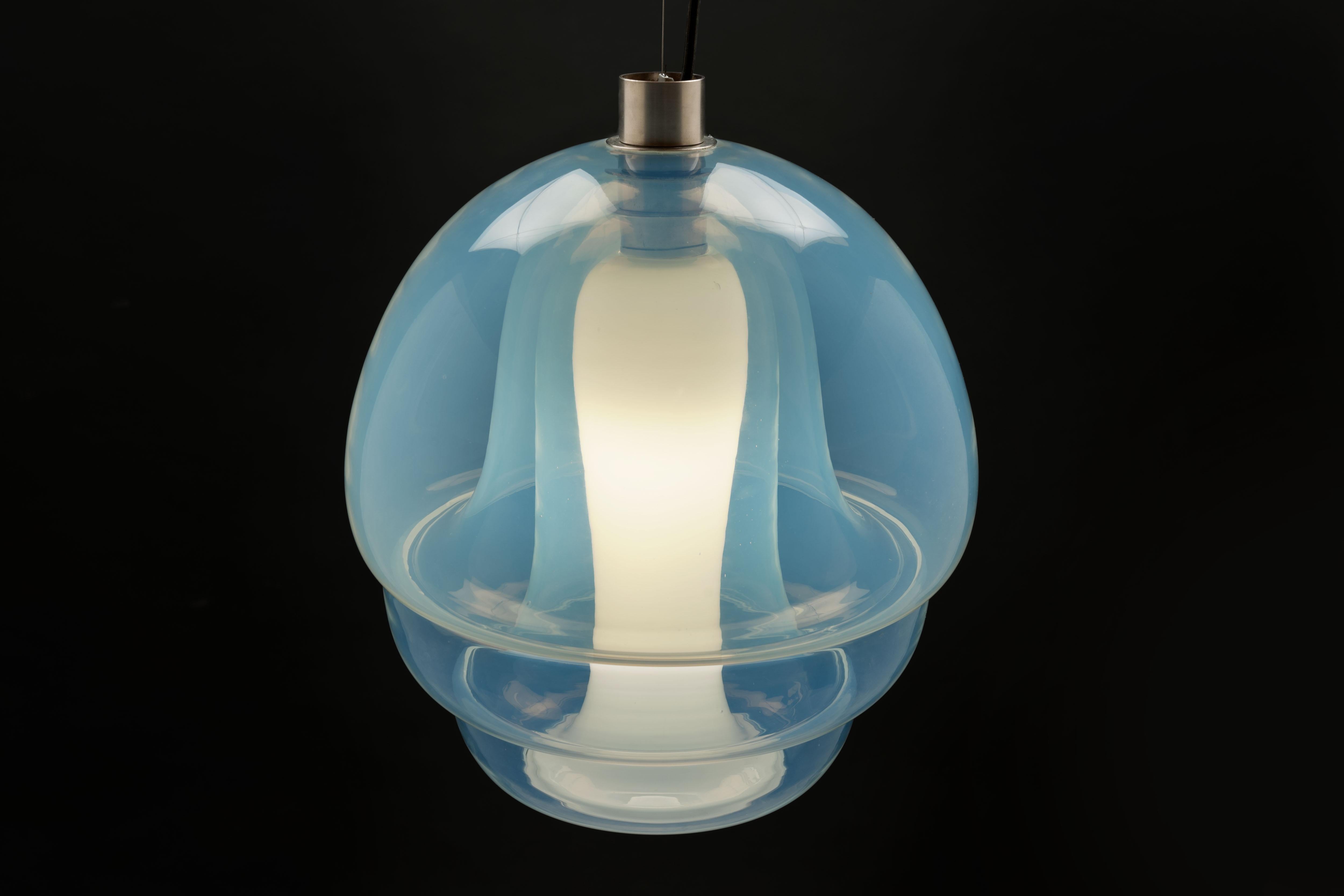 Italian Carlo Nason Opalescent Glass Pendant by Mazzega, Murano