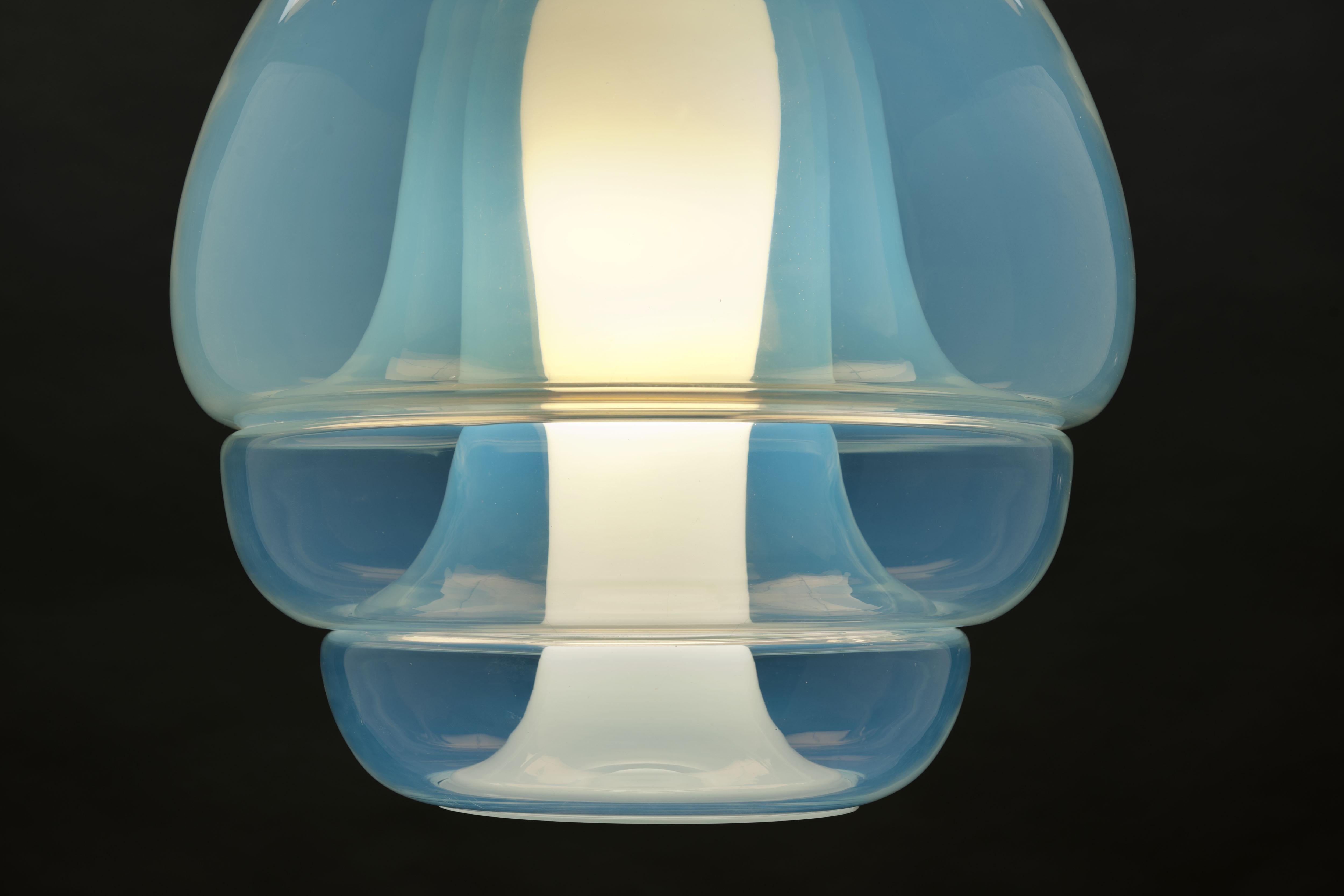 Carlo Nason Opalescent Glass Pendant by Mazzega, Murano 1