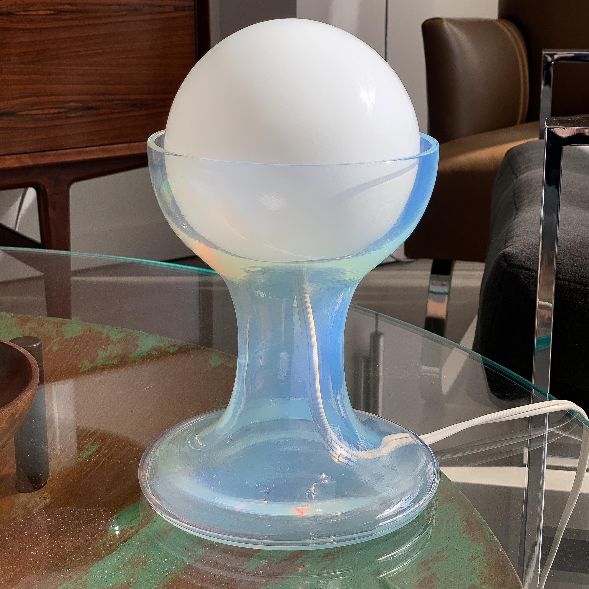 Carlo Nason Opalescent Murano Glass Petite Table Lamp for Mazzega 1