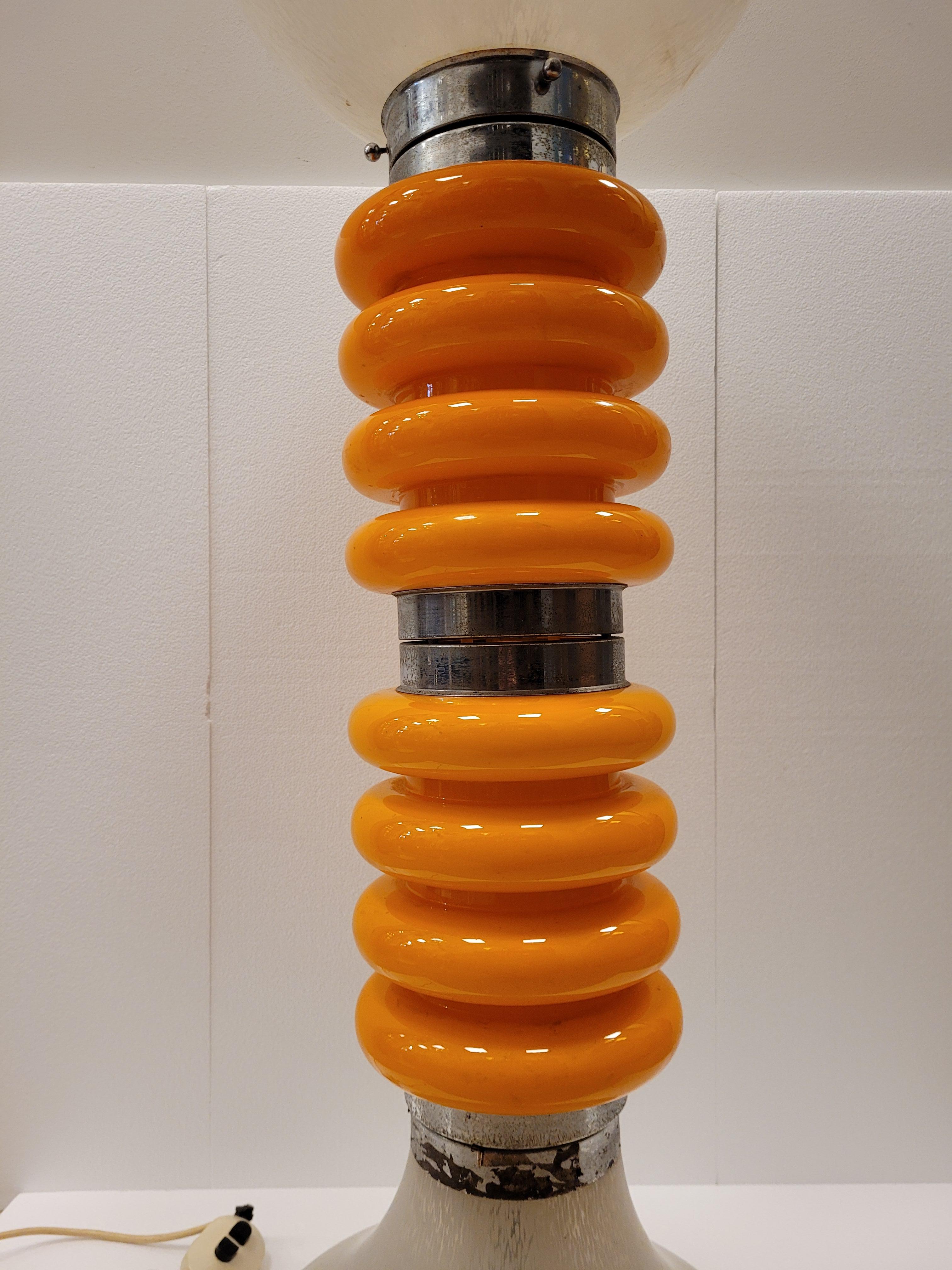 Carlo Nason, Stehlampe in Orange, Beleuchtung, für Mazzega, Italien, 1960er Jahre 1