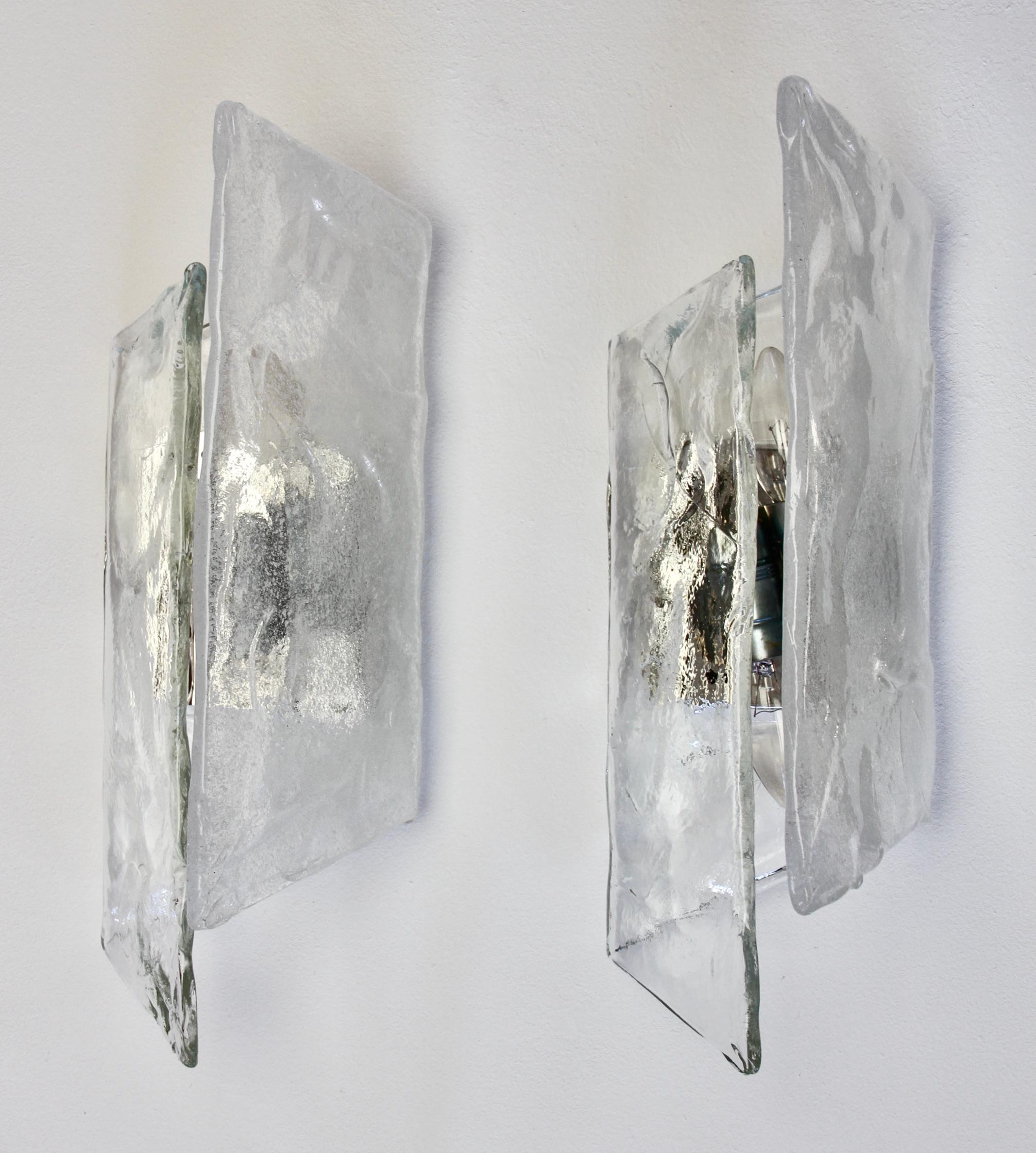 Carlo Nason Pair of Kalmar Mid-Century Murano Glass Wall Lights or Sconces 1970s For Sale 5