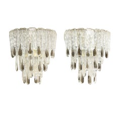 Carlo Nason Pair of Mazzega Drip Glass Sconces 1970s