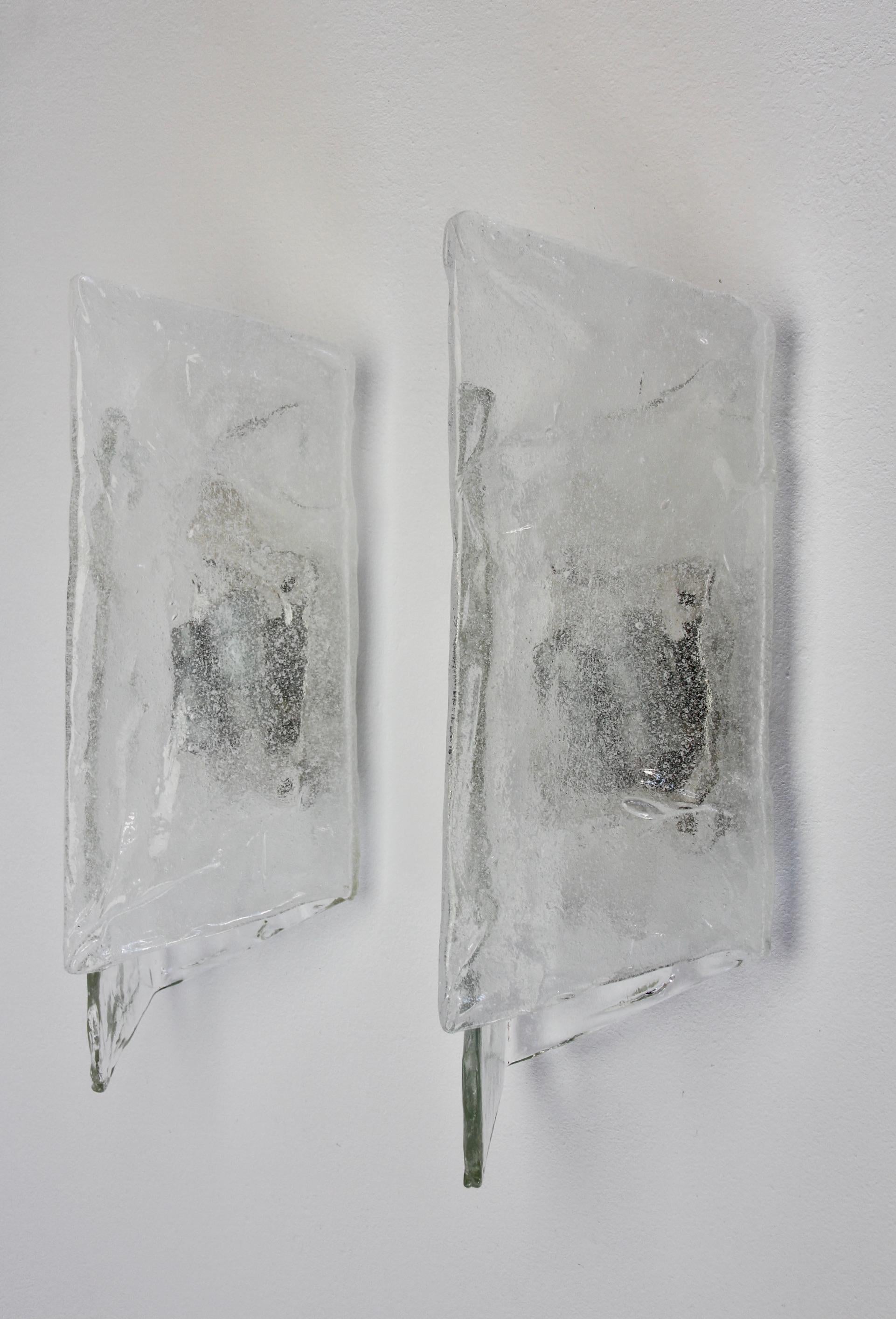 Carlo Nason Pair or Kalmar Mid-Century Murano Glass Wall Lights or Sconces 1970s For Sale 4