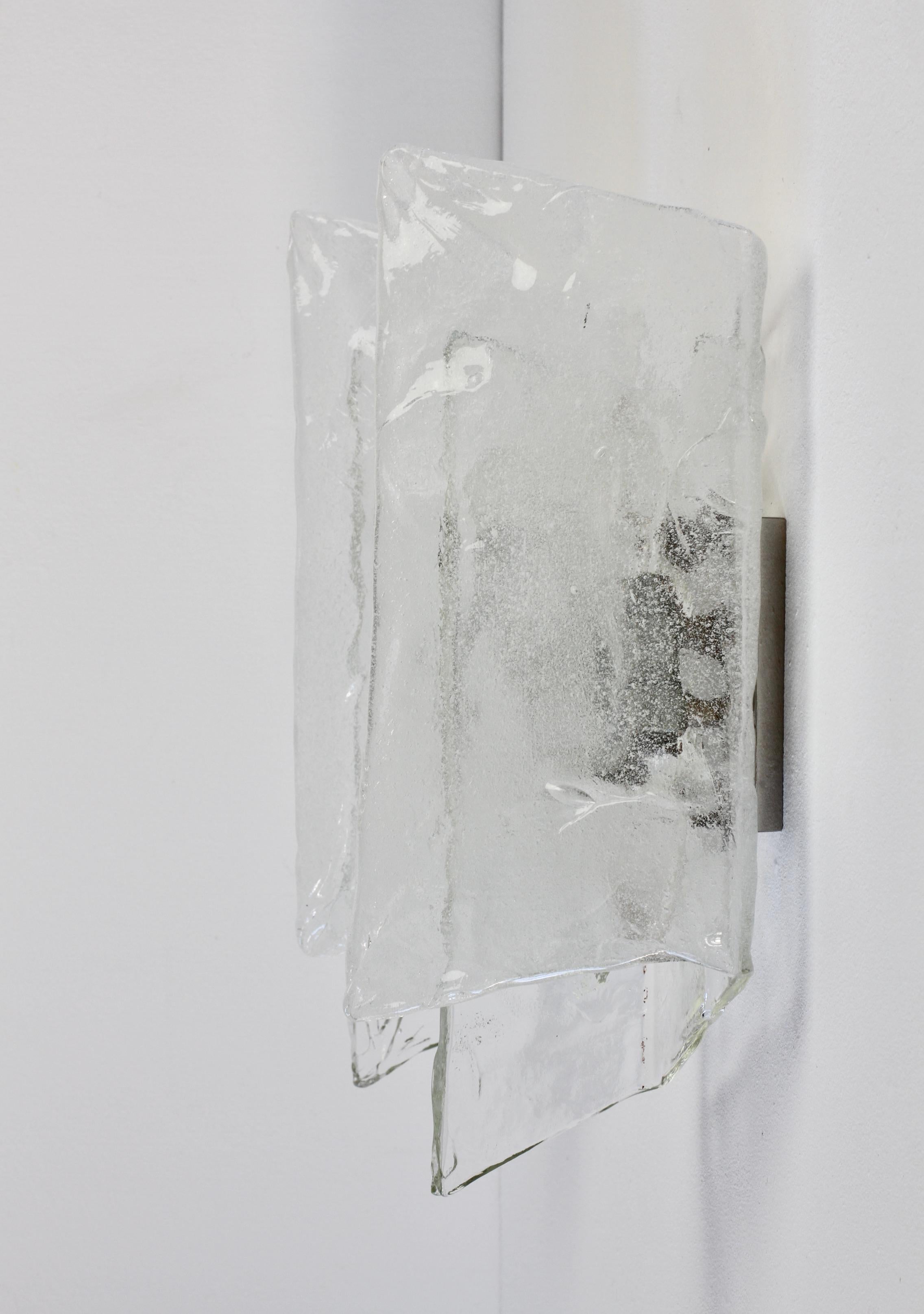 Carlo Nason Pair or Kalmar Mid-Century Murano Glass Wall Lights or Sconces 1970s For Sale 6