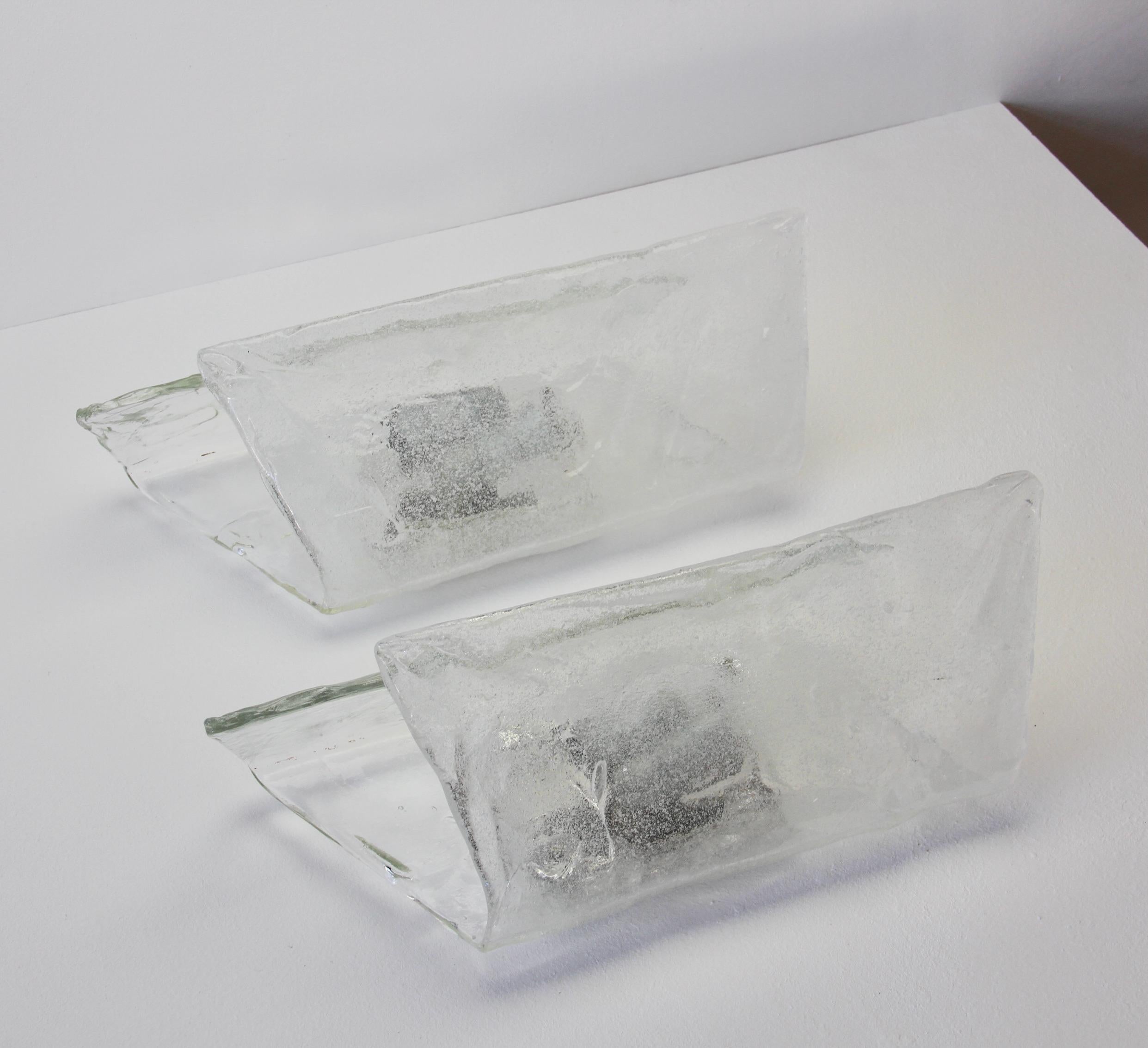 Carlo Nason Pair or Kalmar Mid-Century Murano Glass Wall Lights or Sconces 1970s For Sale 9