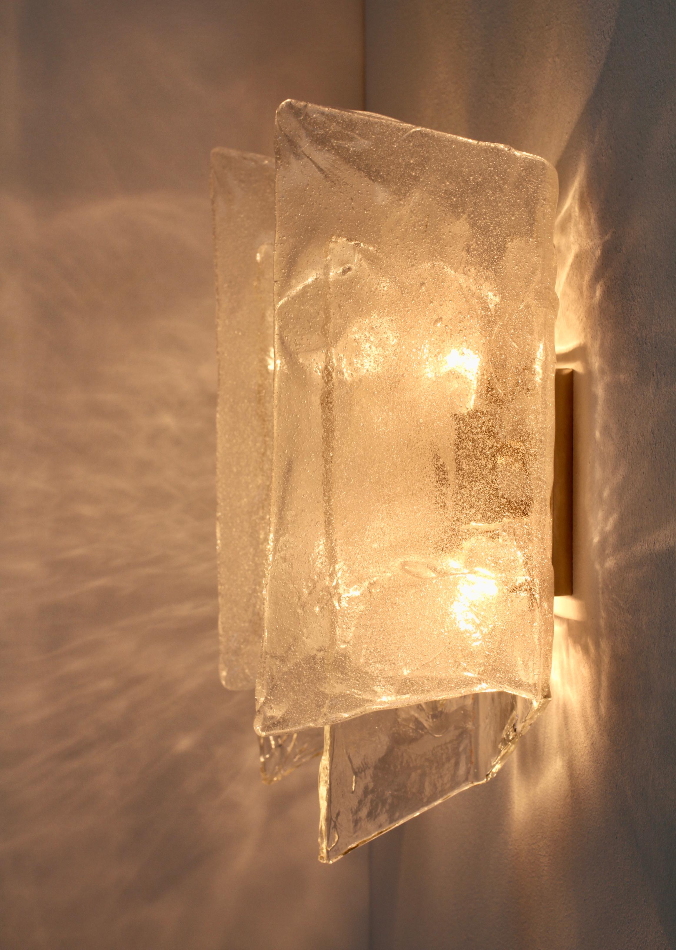 Carlo Nason Pair or Kalmar Mid-Century Murano Glass Wall Lights or Sconces 1970s For Sale 10
