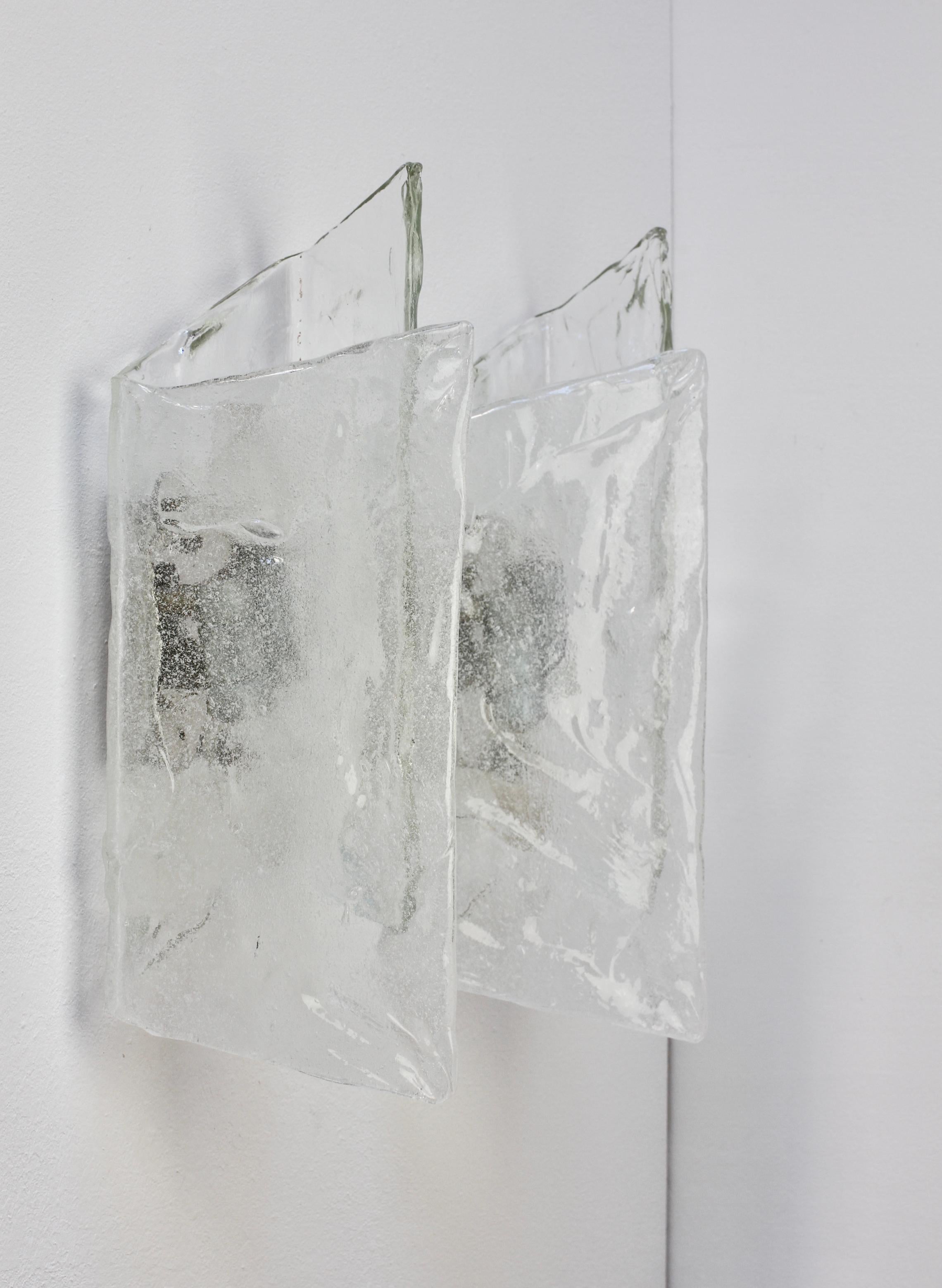 Carlo Nason Pair or Kalmar Mid-Century Murano Glass Wall Lights or Sconces 1970s For Sale 1
