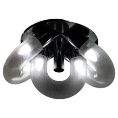 Carlo Nason per Mazzega Lampadario Pop Art Pulegoso 1970 Metallo cromato