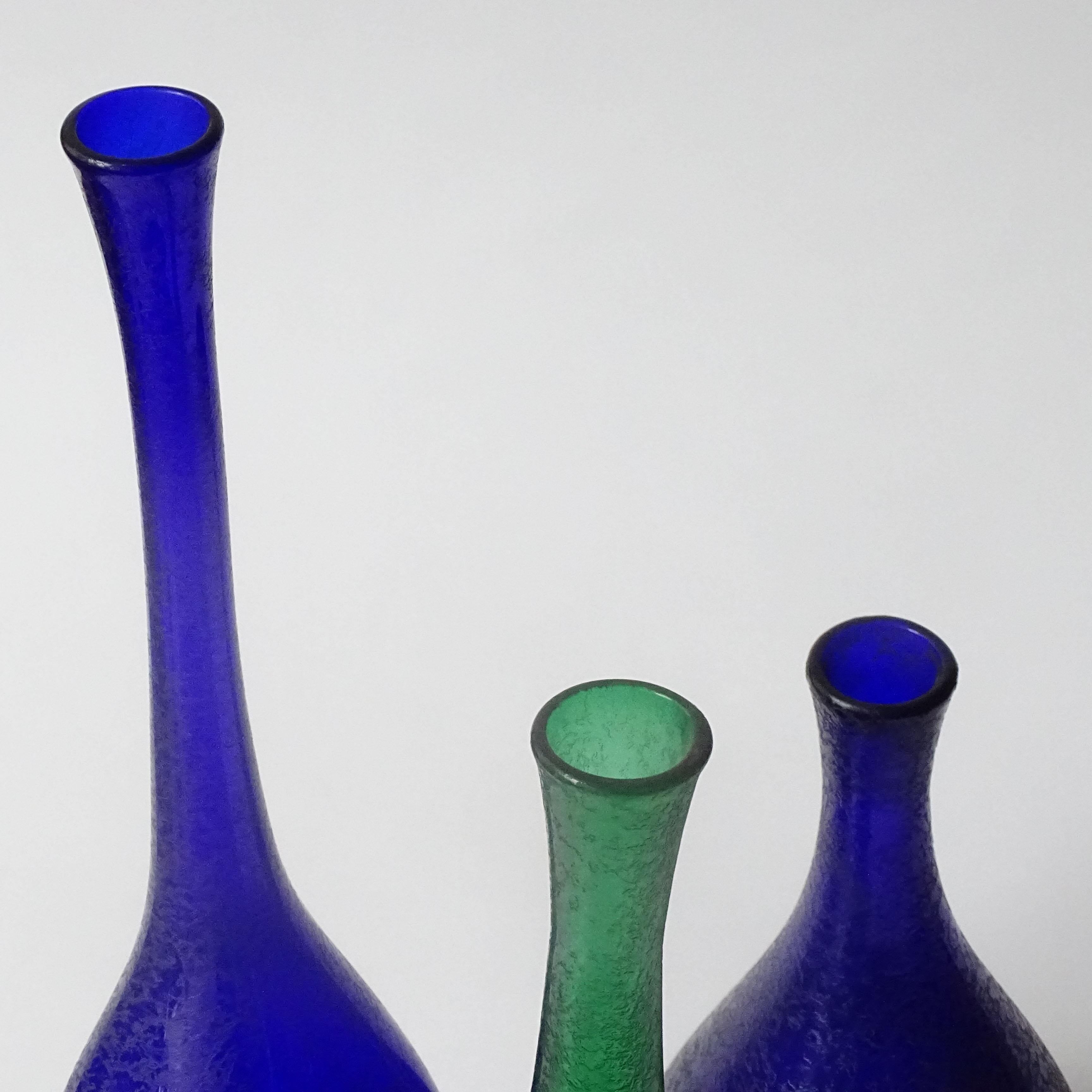 Mid-Century Modern Carlo Nason set of three corroso Murano glass vases for Nason Moretti For Sale