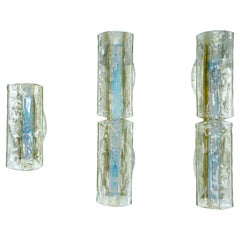 Carlo Nason, set of three iridescente Murano glass sconces for Mazzega. Italy 19