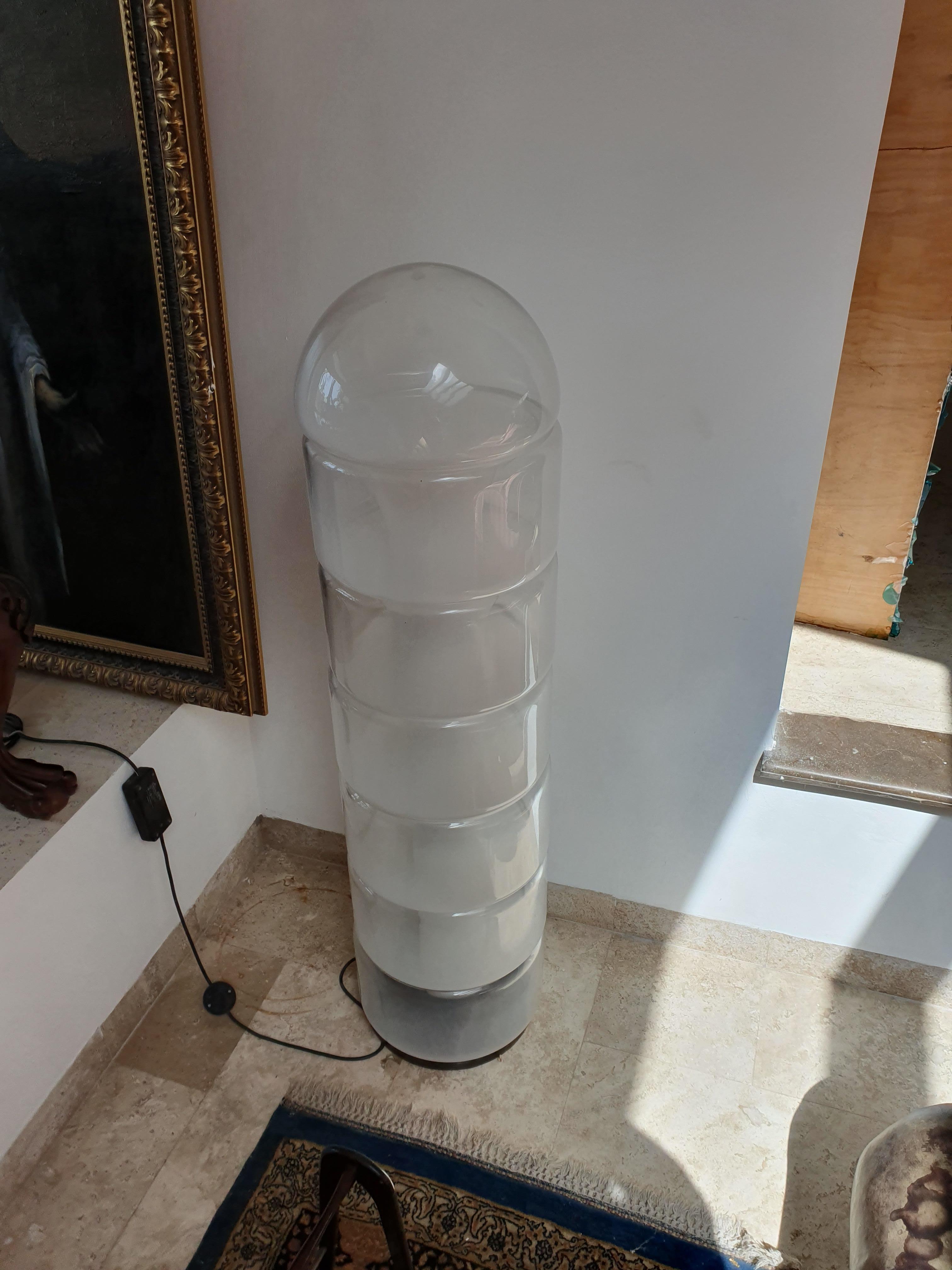Beautiful Mid-Century Modern floor Lamp designed, circa 1960 by Carlo Nason For Mazzega in Murano Italy, consisting of 7 separate pieces of glass stacked together.
 