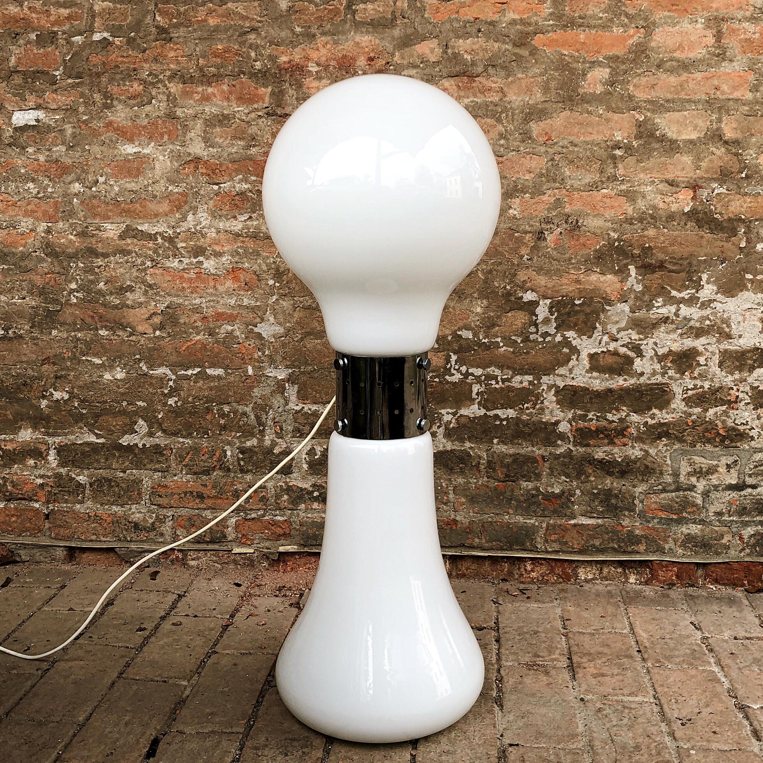 Mid-20th Century Carlo Nason Space Age Opaline Murano Glass Birillo Floor Lamp for Mazzega, 1960s For Sale