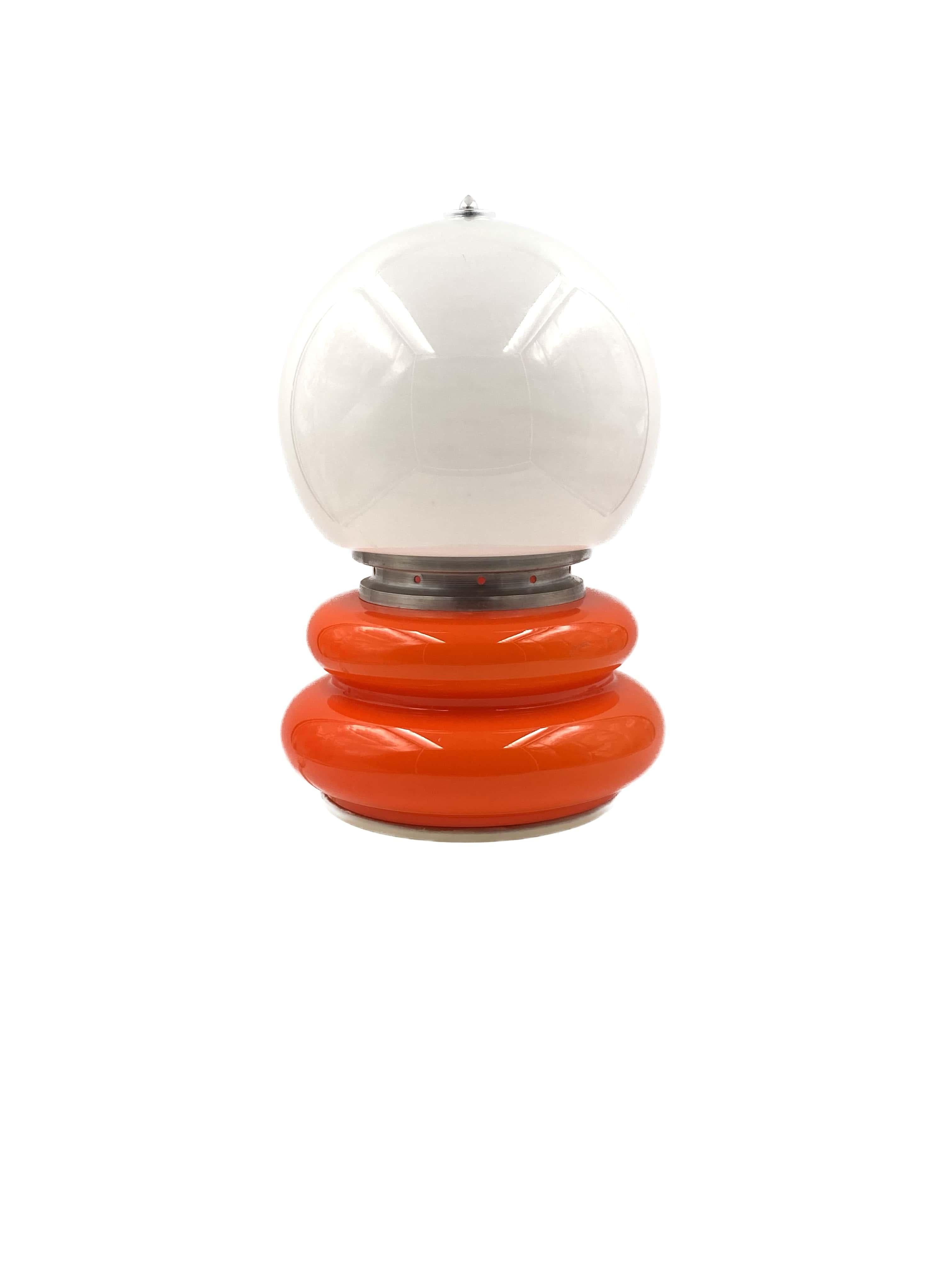 Carlo Nason, Space Age Orange Murano Glass Table Lamp, Av Mazzega, 1970s 5