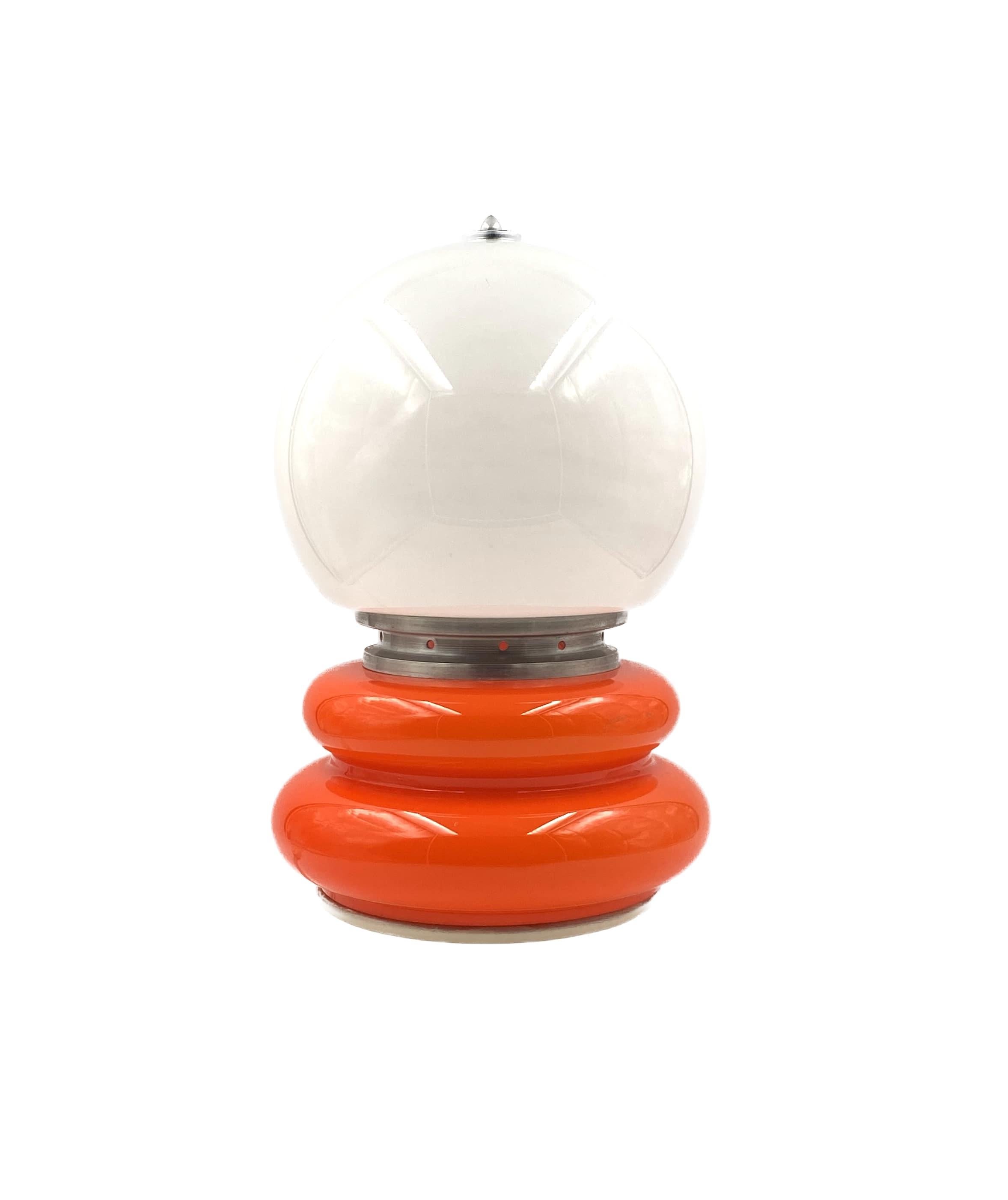 Carlo Nason, Space Age Orange Murano Glass Table Lamp, Av Mazzega, 1970s 7