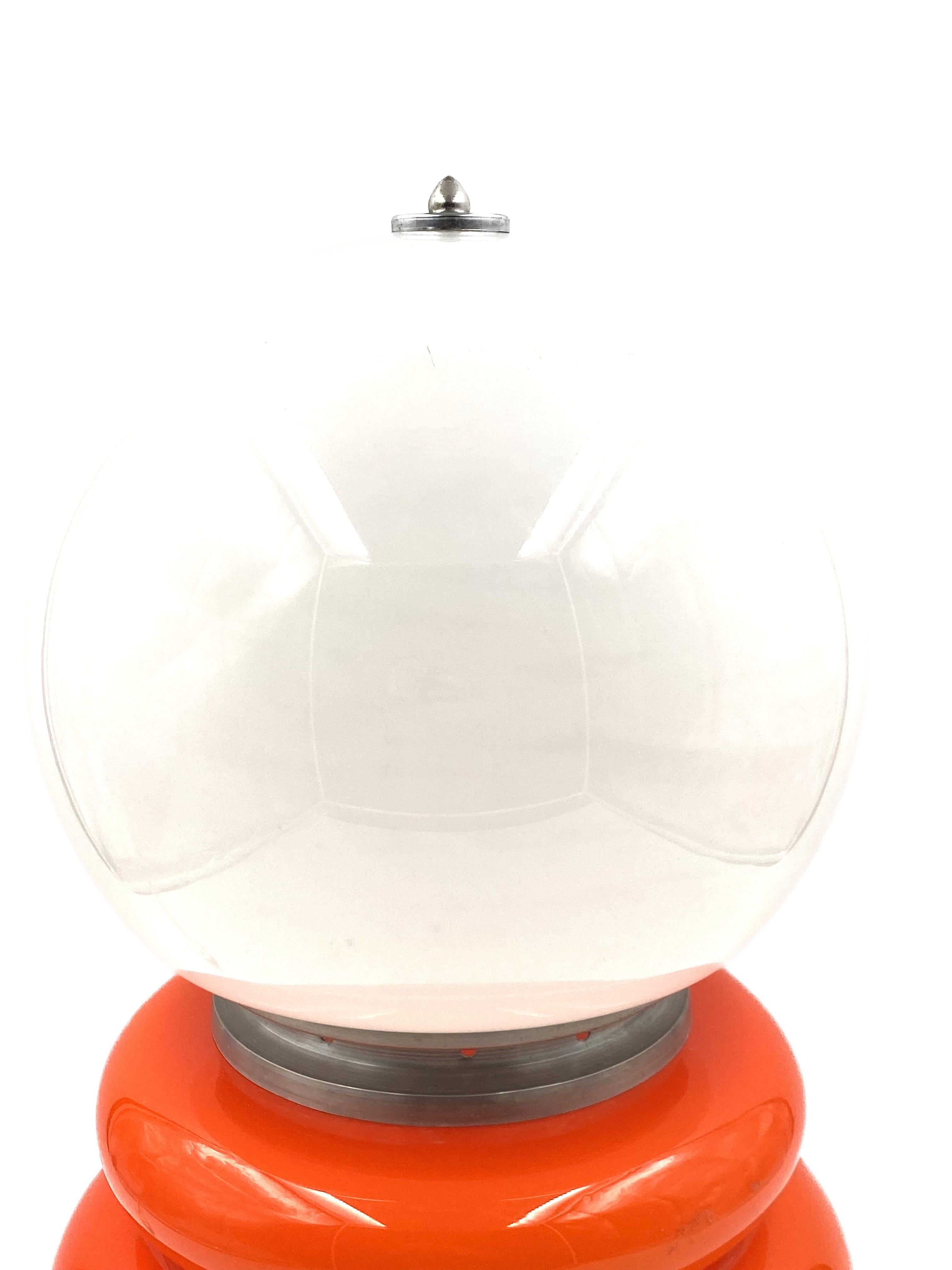 Carlo Nason, Space Age Orange Murano Glass Table Lamp, Av Mazzega, 1970s 8