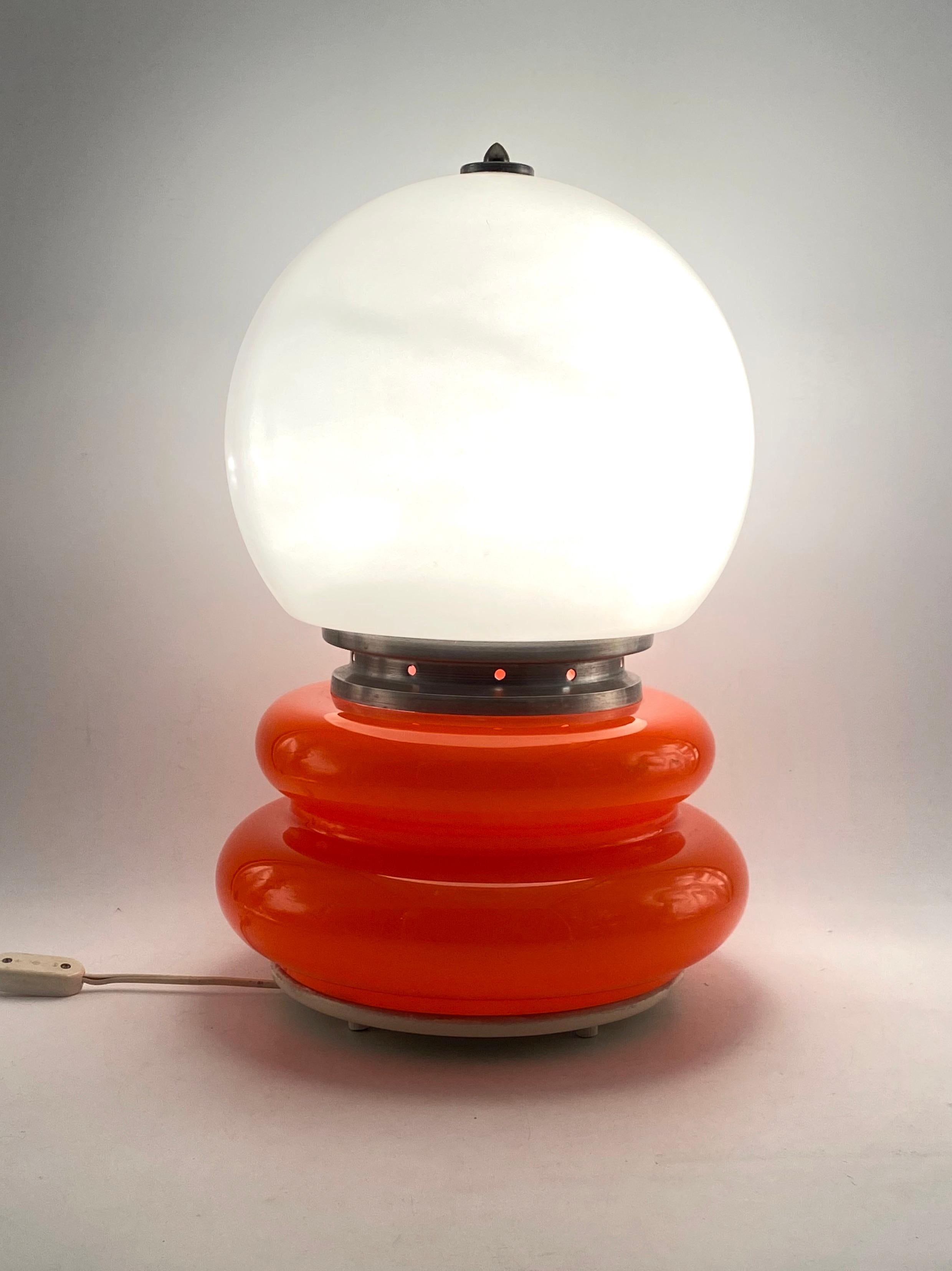 Carlo Nason, Space Age Orange Murano Glass Table Lamp, Av Mazzega, 1970s 10