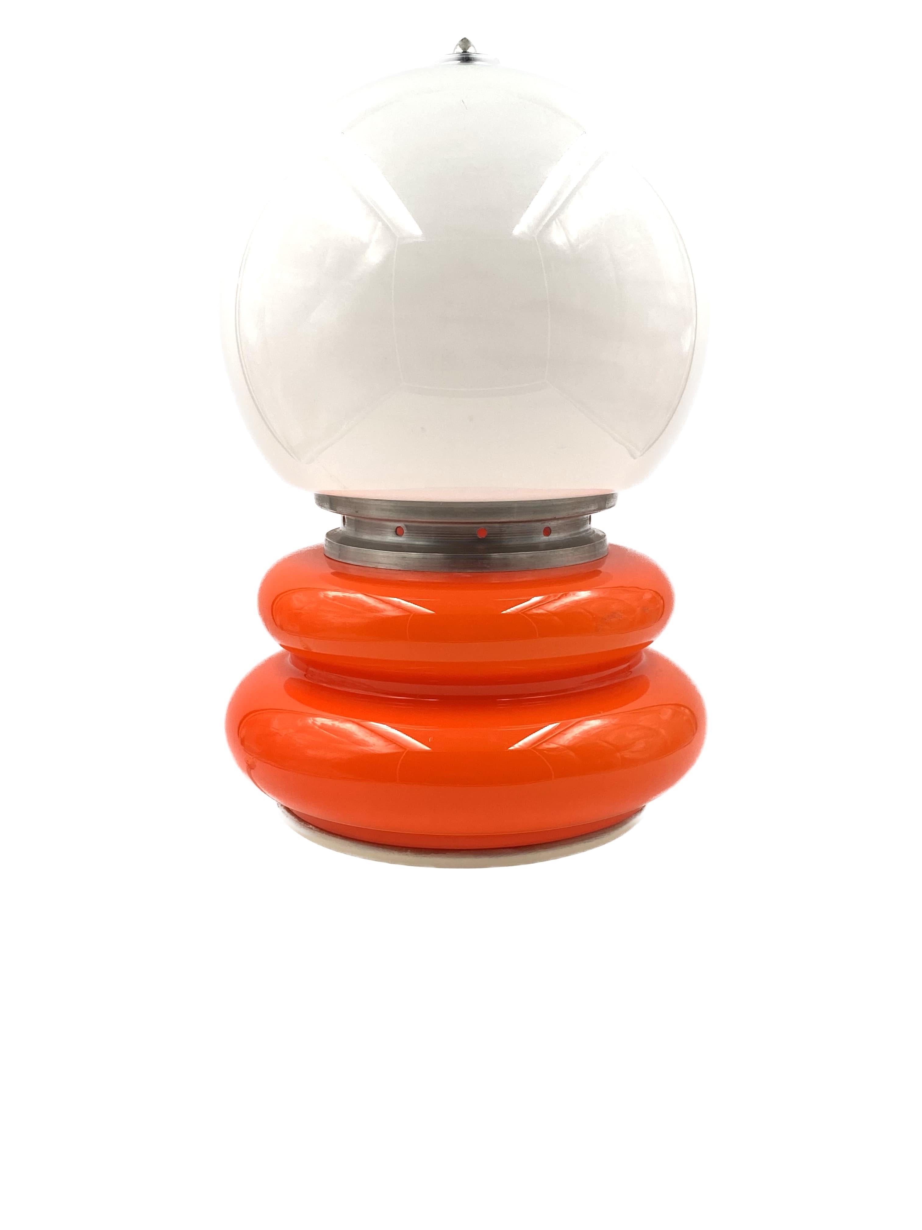 Carlo Nason, Space Age Orange Murano Glass Table Lamp, Av Mazzega, 1970s 2