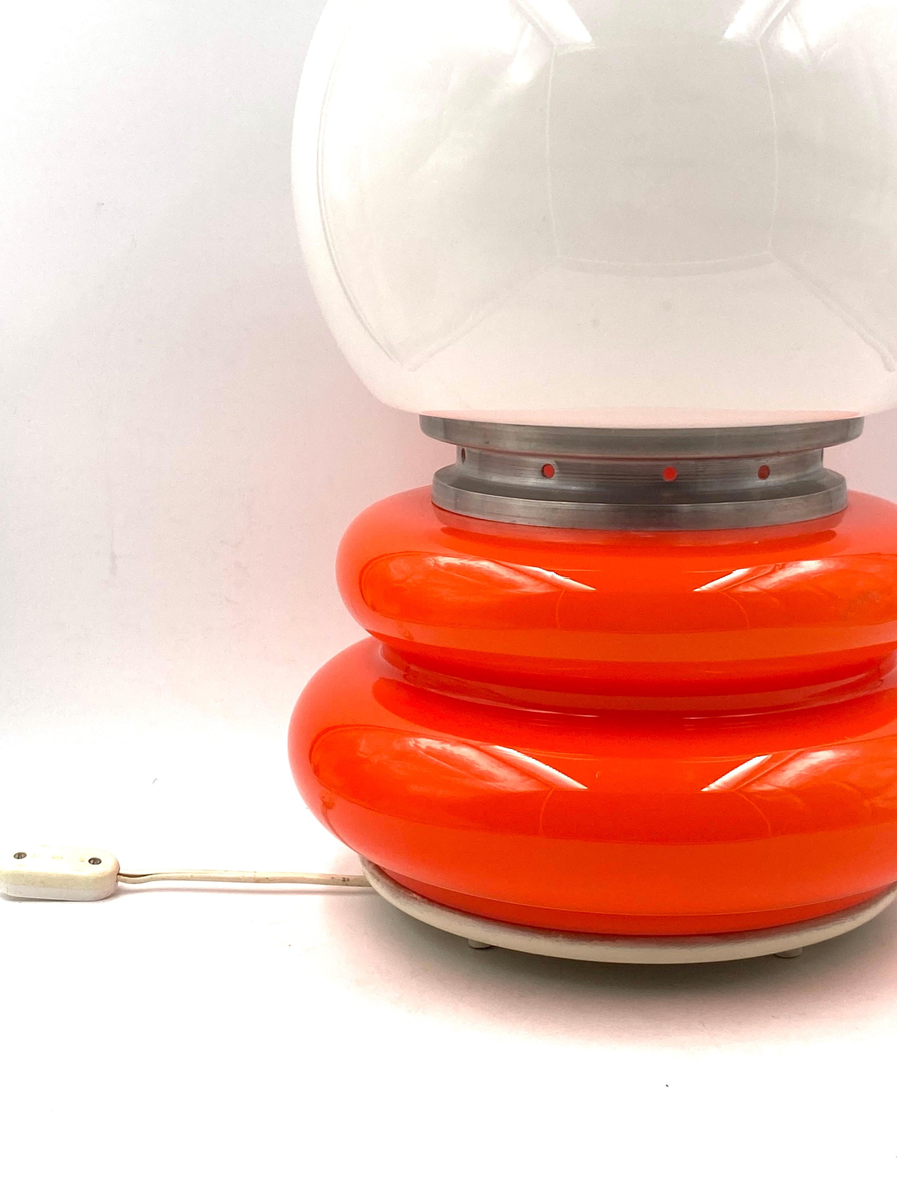 Carlo Nason, Space Age Orange Murano Glass Table Lamp, Av Mazzega, 1970s 3
