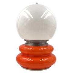 Carlo Nason, Space Age Orange Murano Glass Table Lamp, Av Mazzega, 1970s