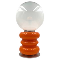 Carlo Nason, Space Age Orange Murano glass table lamp, AV Mazzega, 1970s