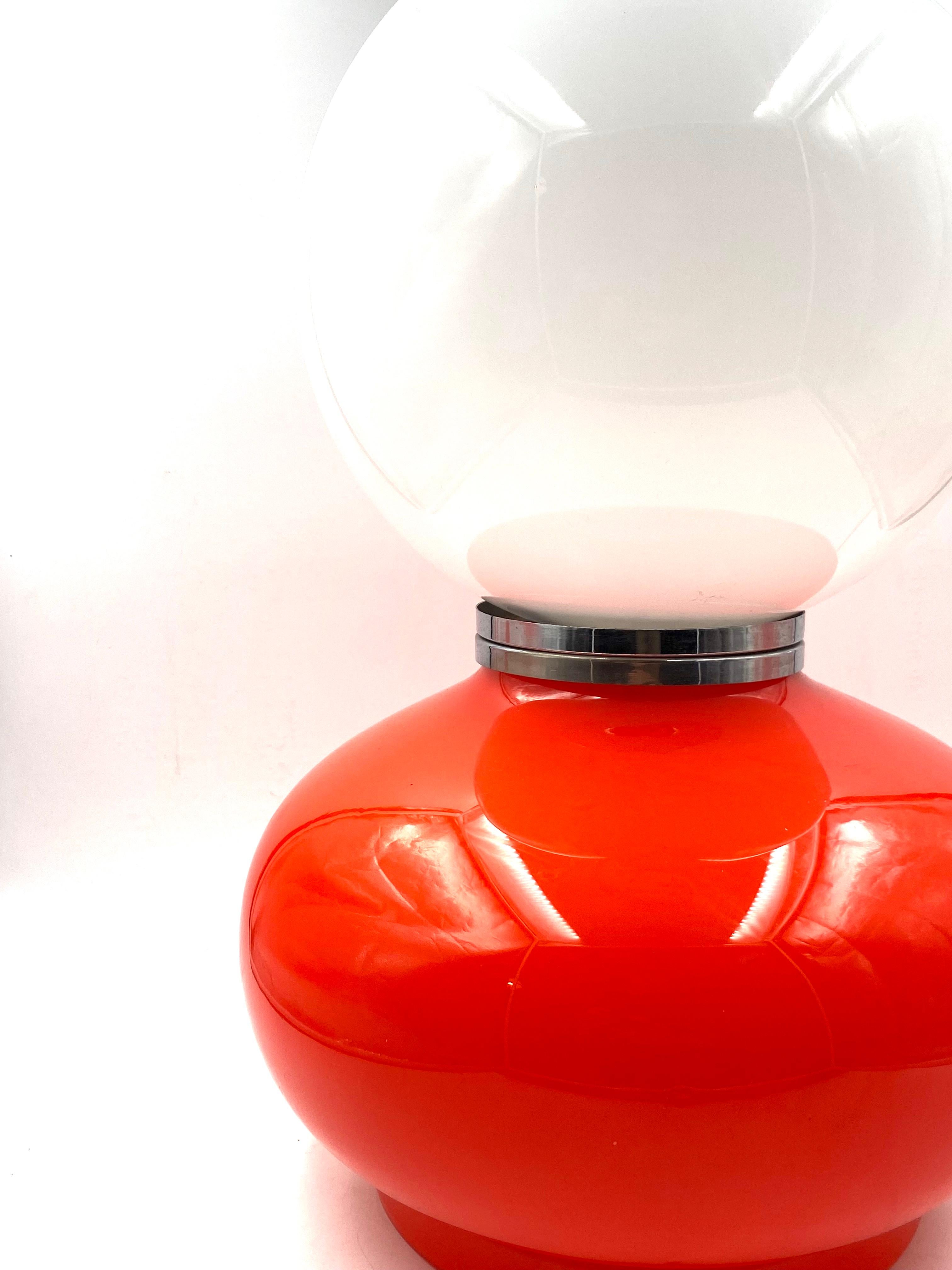 Carlo Nason, Tischlampe aus rotem Muranoglas aus dem Space Age, AV Mazzega, 1970er Jahre im Angebot 7