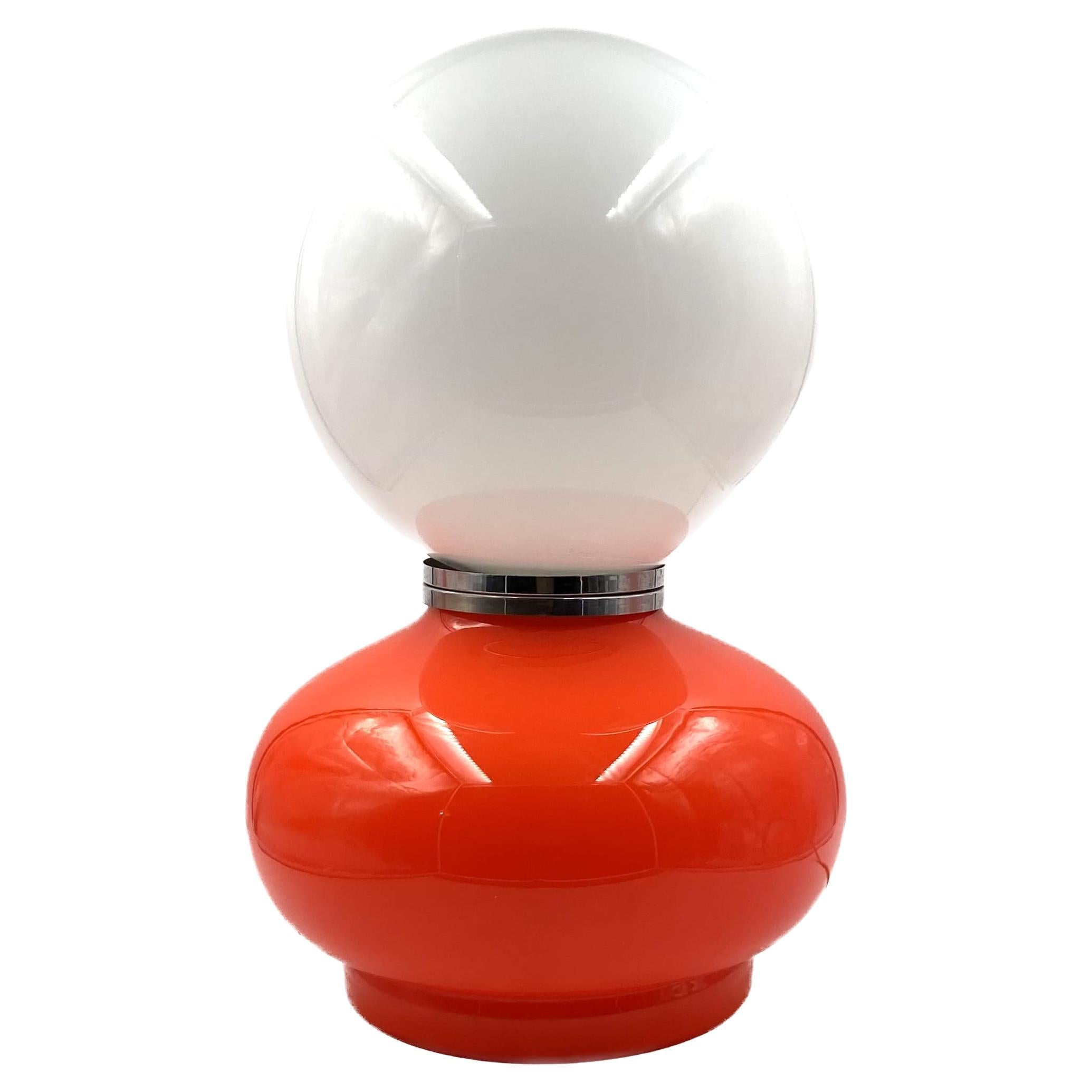 Carlo Nason, lampe de table en verre de Murano rouge de l'ère spatiale, AV Mazzega, 1970 en vente