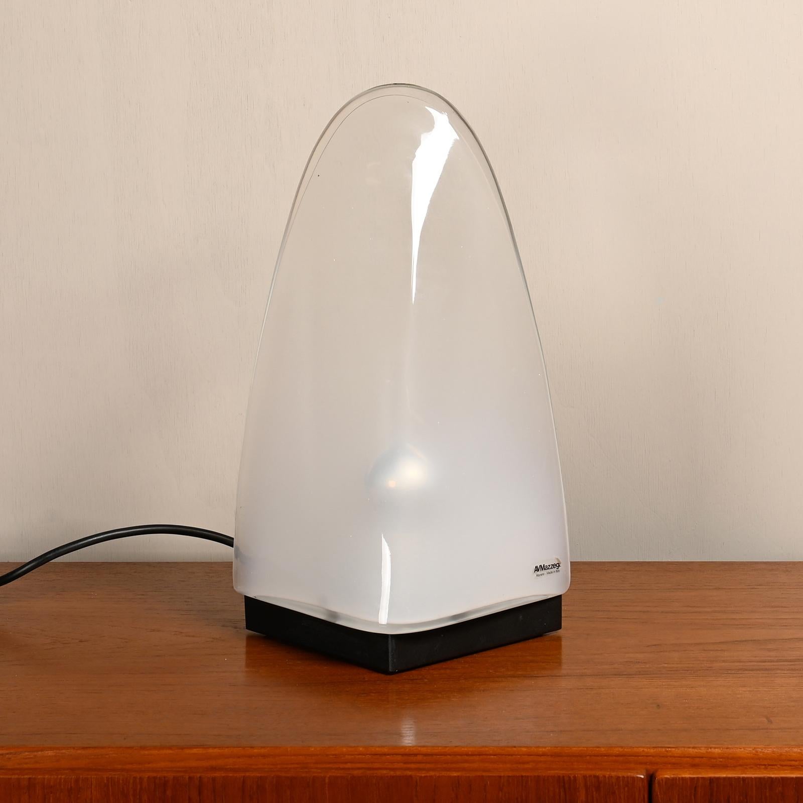 Metal Carlo Nason table or bedside lamp with Murano Glass for Mazzega, Italy 1970's For Sale